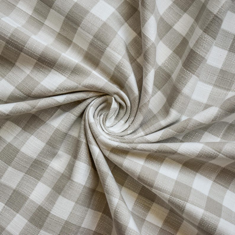 Beige Gingham Check Cotton Fabric - Soft & Durable Material for DIY Sewing, Quilting, and Home Decor Projects