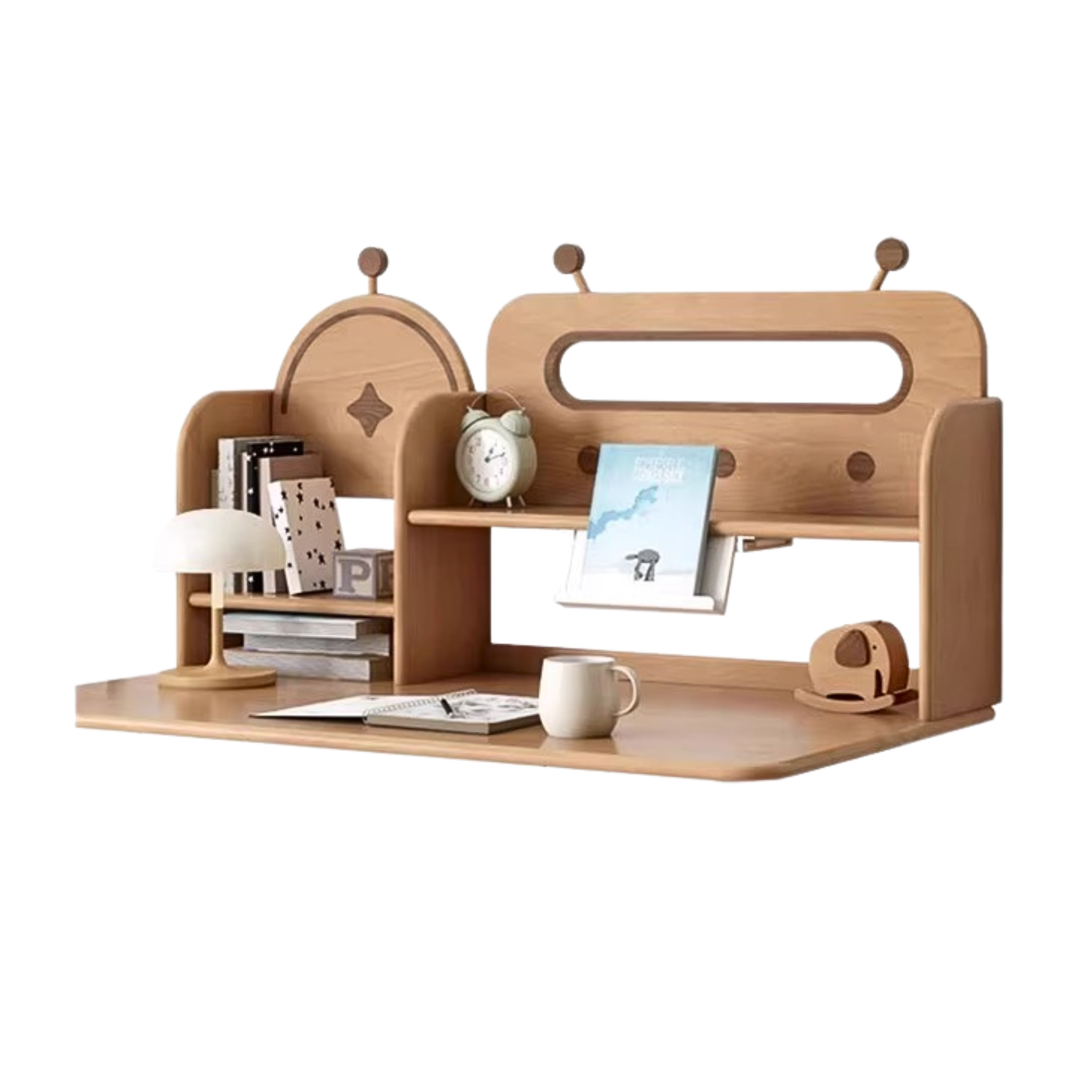 Premium Oak & Beech Solid Wood Multi-Layer Desktop Shelf - Sturdy & Stylish Organizer for Home Office, Study, or Workspace - Perfect for Books, Plants, and Office Supplies