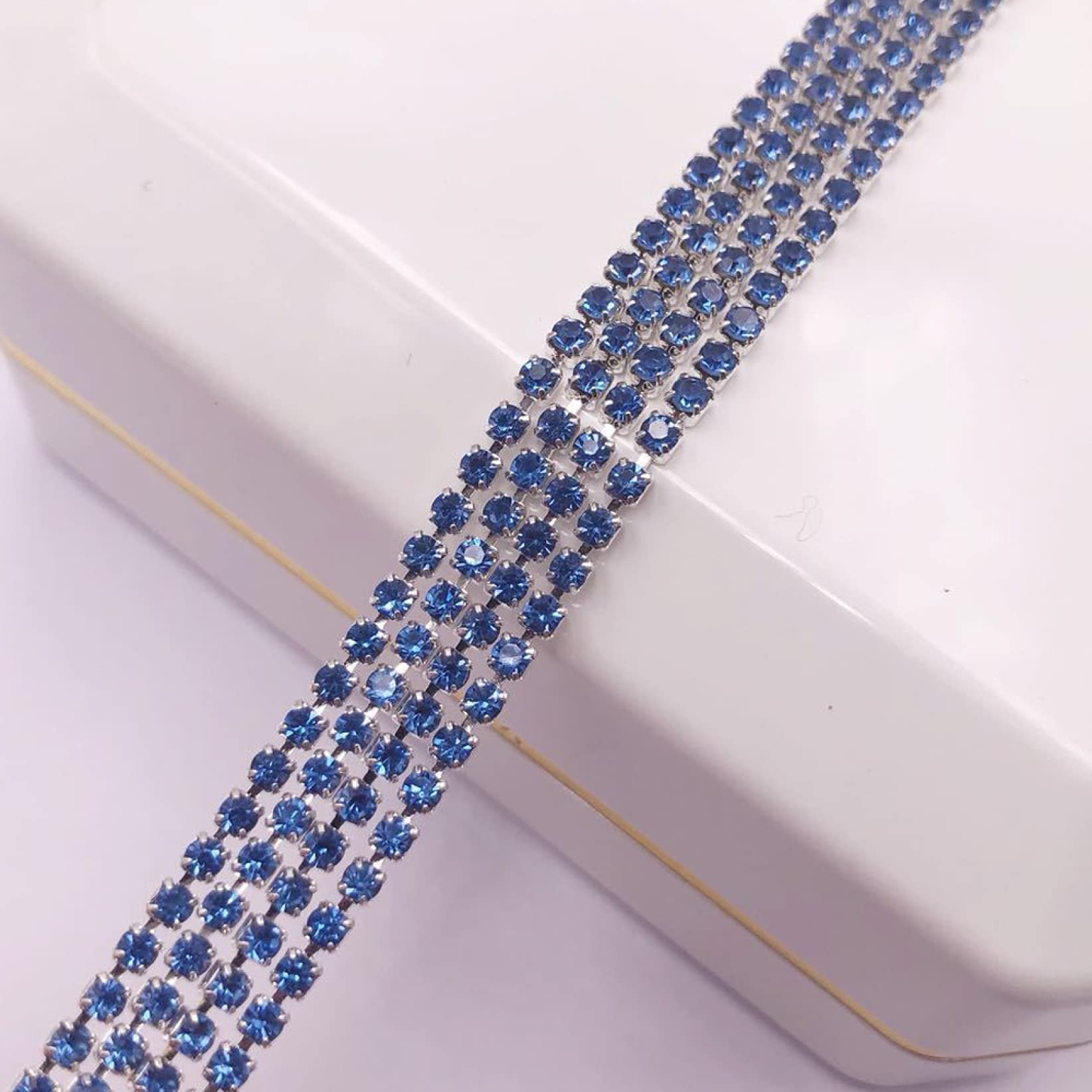 Silver Base Glass Crystal Cup Chain - Clear Rhinestone Chain for DIY Clothing, Bags, Phone Cases & Frames | Jewelry Making, Crafting & Home Decor Accessories