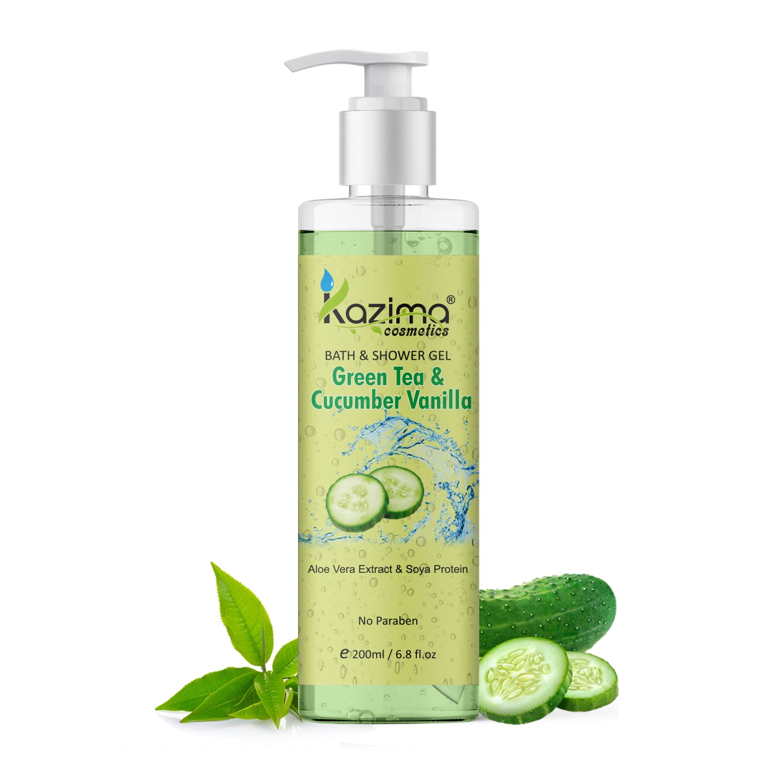 KAZIMA Luxury Body Wash Set - 5 Pack (200ml Each) with Bergamot Vanilla, Strawberry Vitamin E, Orange Lemon Mint, Neem Tulsi & Green Tea Cucumber | Moisturizing Shower Gel for Dry Skin, Relaxing Bath Time & Daily Skincare Routine