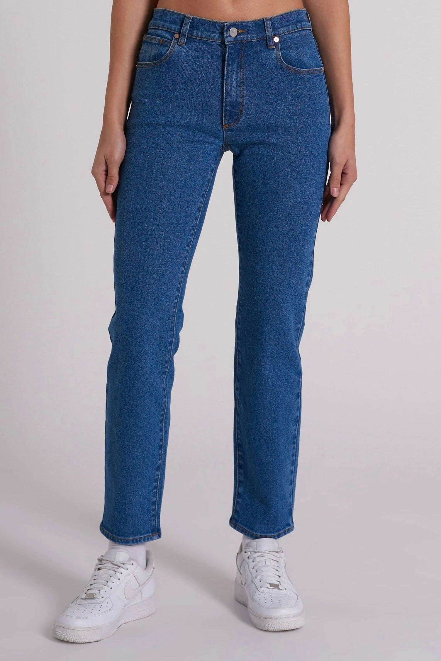 Liliana Blue Slim Mid Rise Stovepipe Denim Jeans for Women - 95% Cotton Stretch Fit - Perfect for Casual Wear & Everyday Outfits