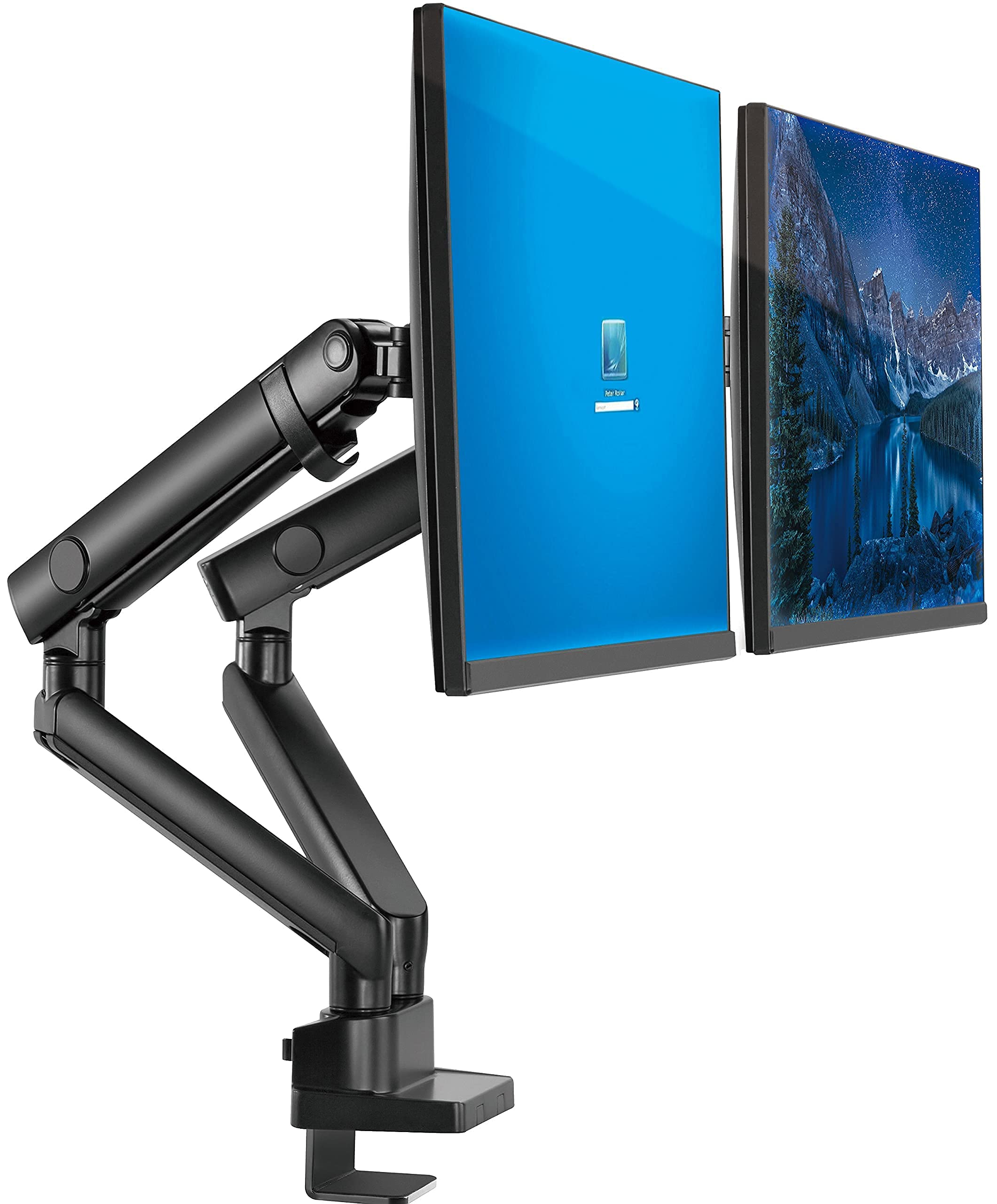 Dual Monitor Stand for 2 Screens - Adjustable VESA Mount Desk Arm for 13-32 Inch Monitors - Ergonomic Dual Monitor Riser with Clamp & Grommet Base - Perfect for Home Office, Gaming & Workstation Setup