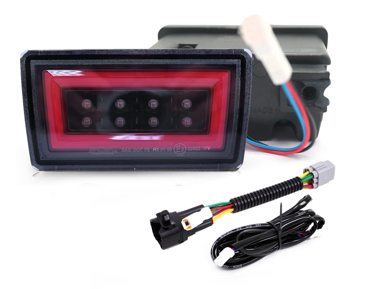 2022-2023 PNP LED Rear Brake Light with Red Bar DRL & Red Base - F1 Style Red Ring (Includes Wire Harness & Mounting Bracket) | Upgrade Your Car's Safety & Style for Night Driving & Racing Enthusiasts