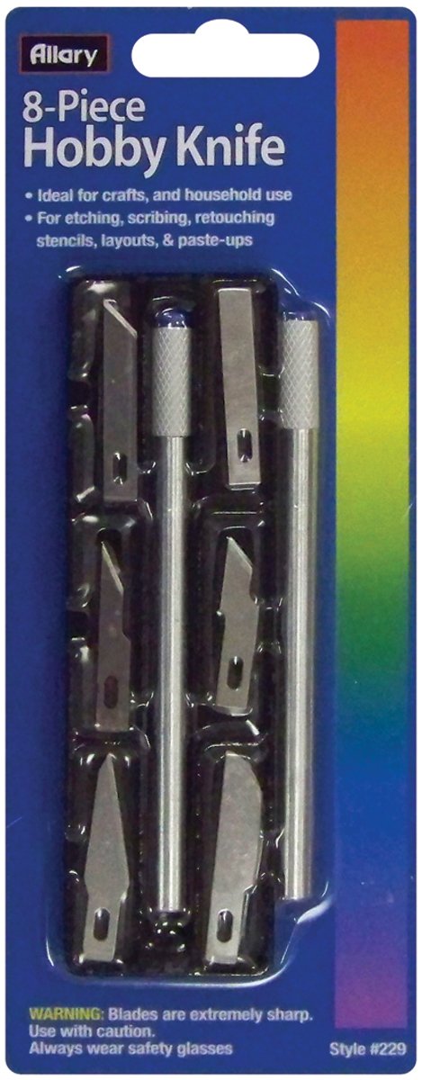 Allary Precision Hobby Knife Storage Set with 10 Blades - Crafting, Model Building & DIY Projects - Perfect for Artists, Woodworkers & Hobbyists
