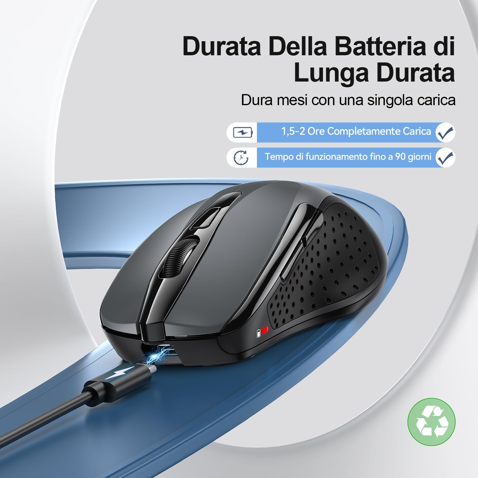 TECKNET Rechargeable Bluetooth Mouse, Wireless Silent Mouse with Tri-Mode (BT 5.0/3.0 + 2.4G), 4800 DPI Ergonomic Portable Mouse for Laptop, Mac OS, Android, Windows - Perfect for Office, Home & Travel Use