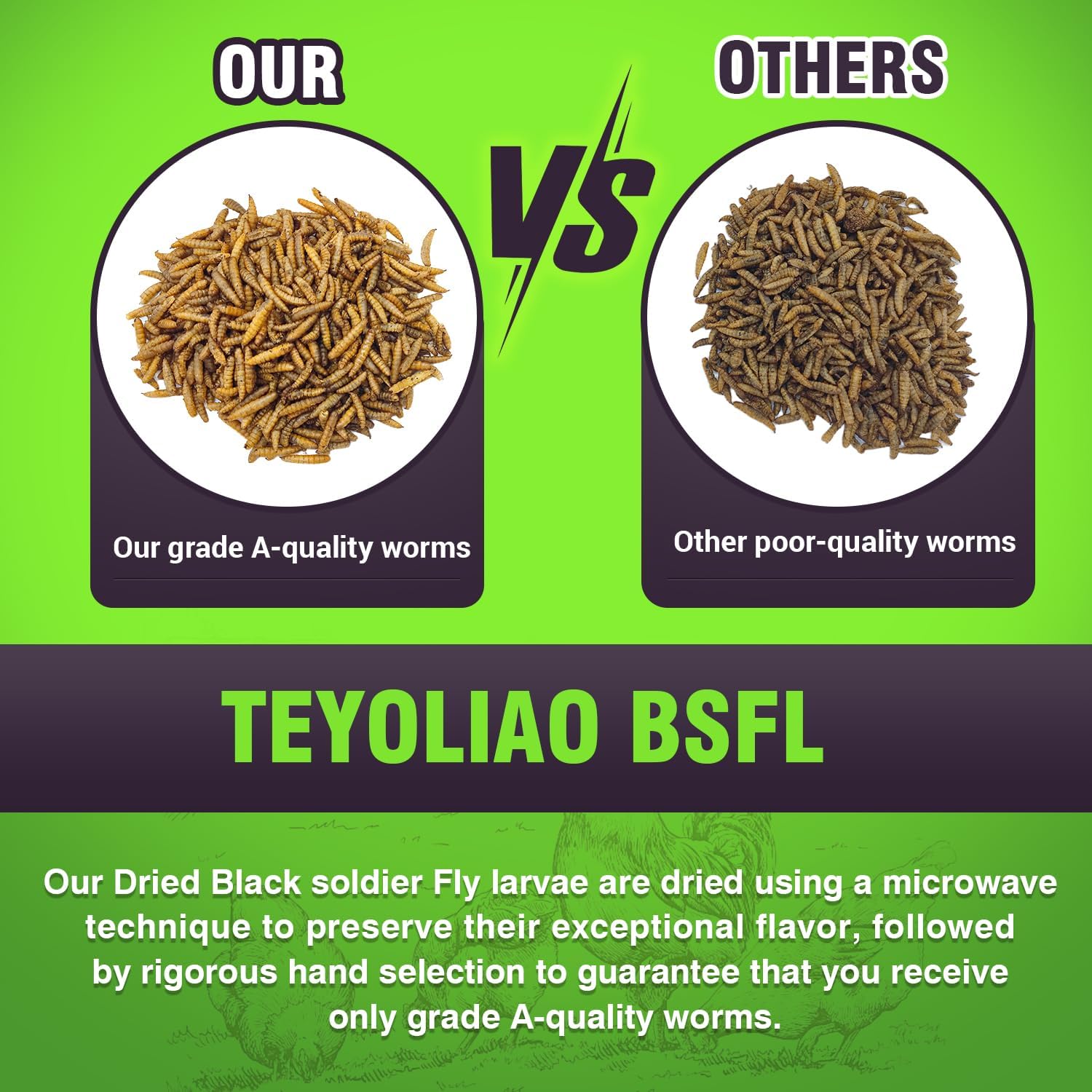 Premium Dried Black Soldier Fly Larvae (5LB) - 100% Natural Non-GMO High Protein Chicken Feed | Organic BSFL Chicken Food with More Calcium Than Mealworms | Perfect for Poultry, Birds & Ducks | Ideal for Backyard Chickens, Wild Bird Treats & Duck Feeding