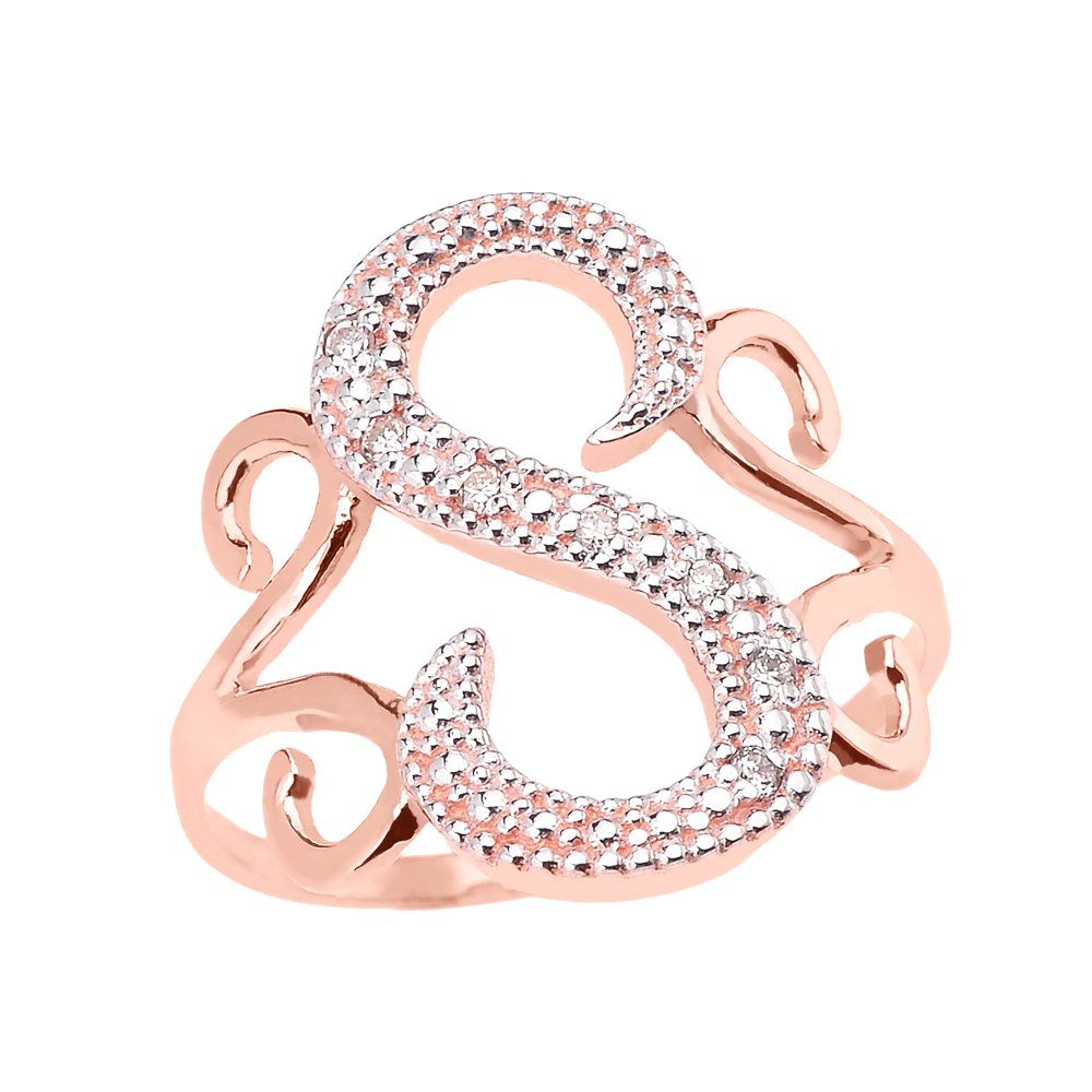 14K Rose Gold Modern Cursive 'S' Diamond Pendant Necklace - Elegant Personalized Jewelry Gift for Women, Perfect for Anniversaries, Birthdays & Special Occasions