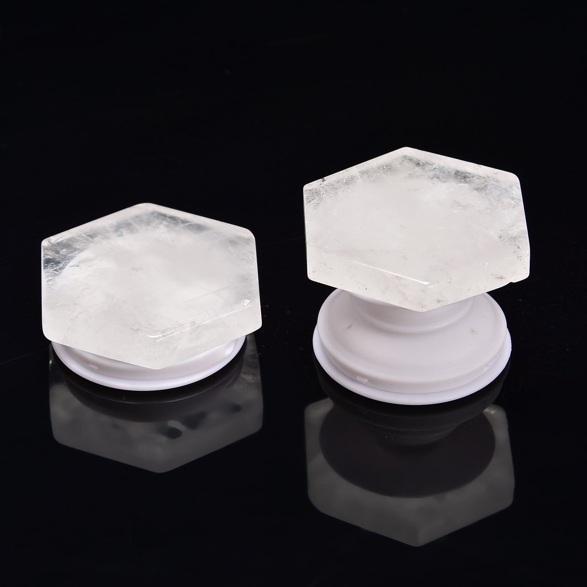 2'' Hexagon Clear Quartz Phone Grip Popsocket - Secure & Stylish Phone Holder for iPhone, Samsung, and More - Perfect for Driving, Working, and Everyday Use