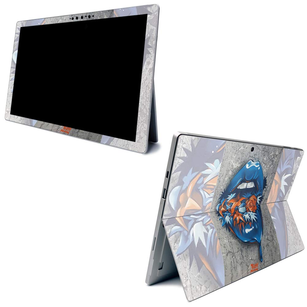 Premium Carbon Fiber Skin for Microsoft Surface Pro 7 - Blue Lips Design | Textured Protective Cover | Easy Application & Removal | Made in USA | Perfect for Work, Travel & School Protection