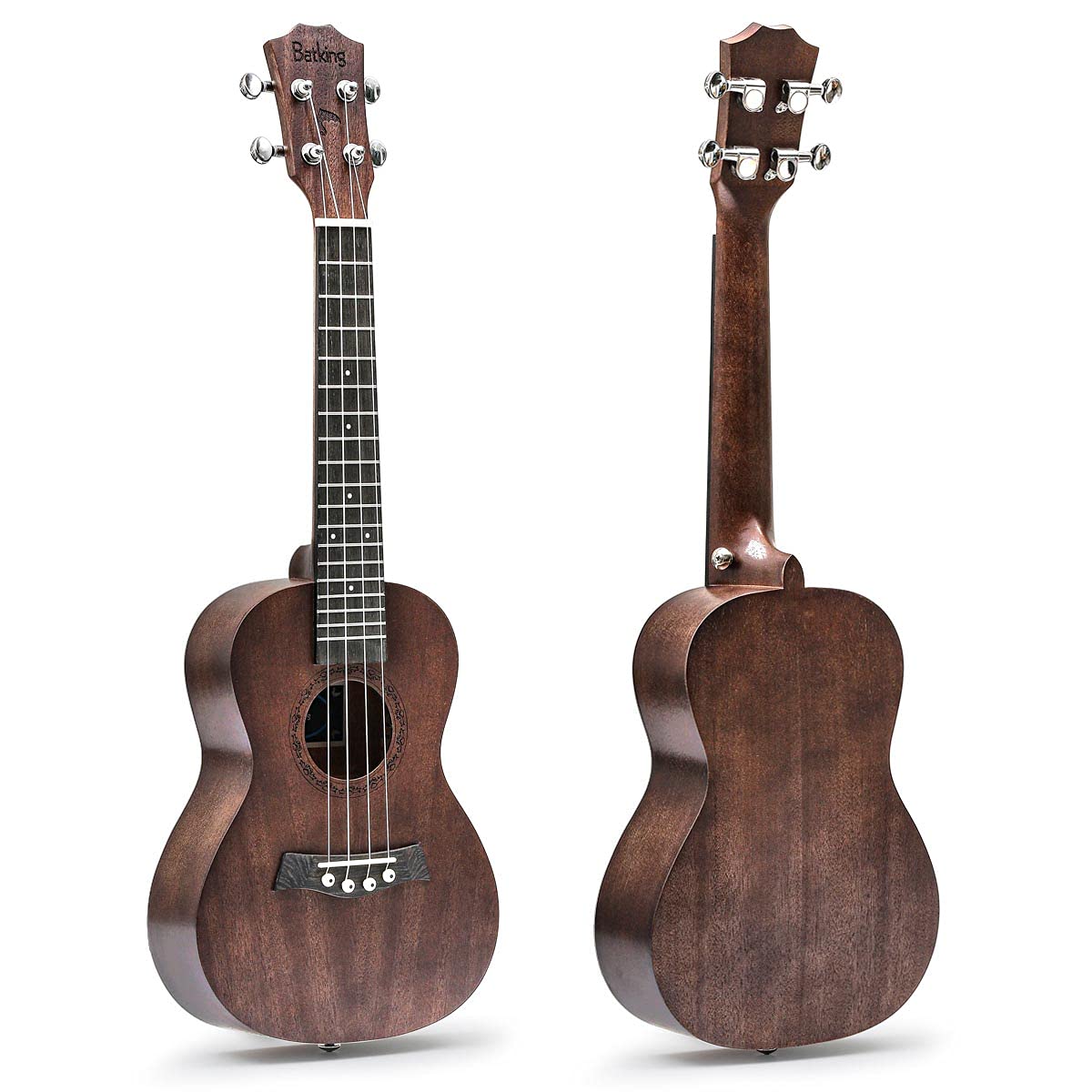 23 Inch Professional Concert Ukulele - Solid Mahogany Top with Premium Nylon Strings | Includes Gig Bag, Adjustable Strap, Capo & Picks | Perfect for Beginners, Travel & Live Performances