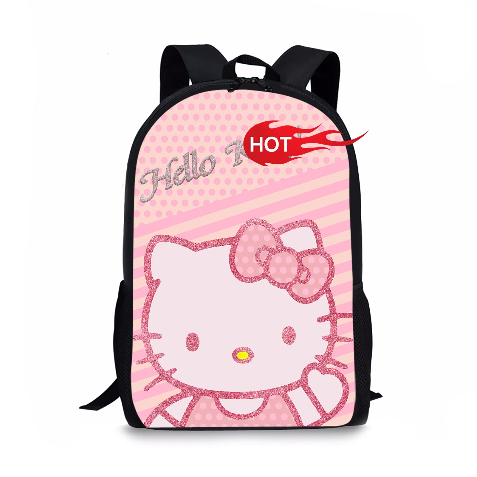 Caupzok Cat Backpack - Cute Pink Large Print Pet Carrier & School Bag for Travel, College, Work, Laptop | Durable Unisex Backpack for Men, Women & Teens | Perfect for Commuting, Campus Life & Outdoor Adventures