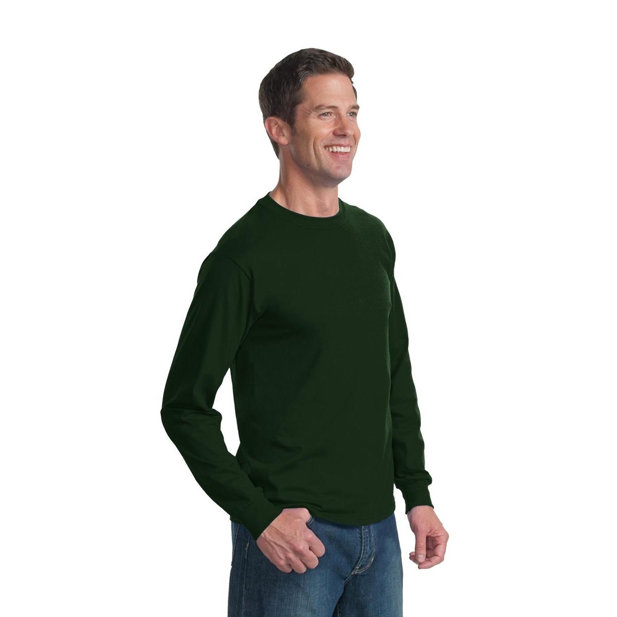 Fruit of the Loom Men's Long Sleeve Asymmetrical Collar Shirt - Casual Button Down Top for Work, Office & Everyday Wear