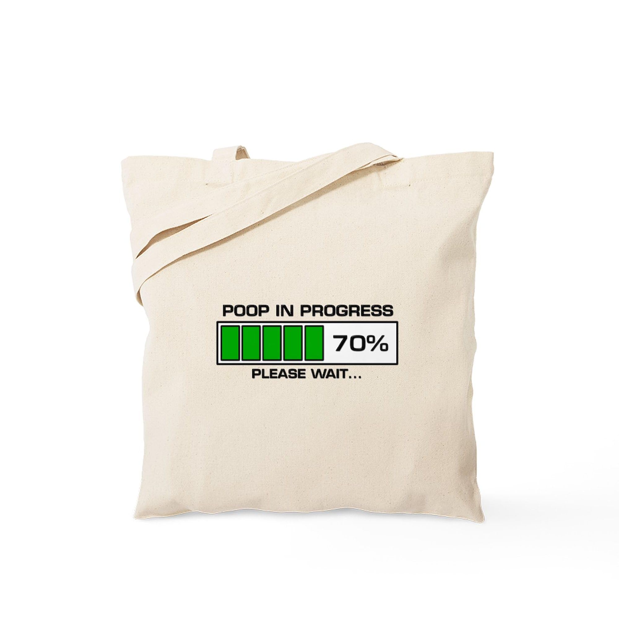 Funny Poop In Progress Tote Bag - Natural Canvas Reusable Grocery Shopping Bag for Beach, Gym & Daily Use | Eco-Friendly & Durable