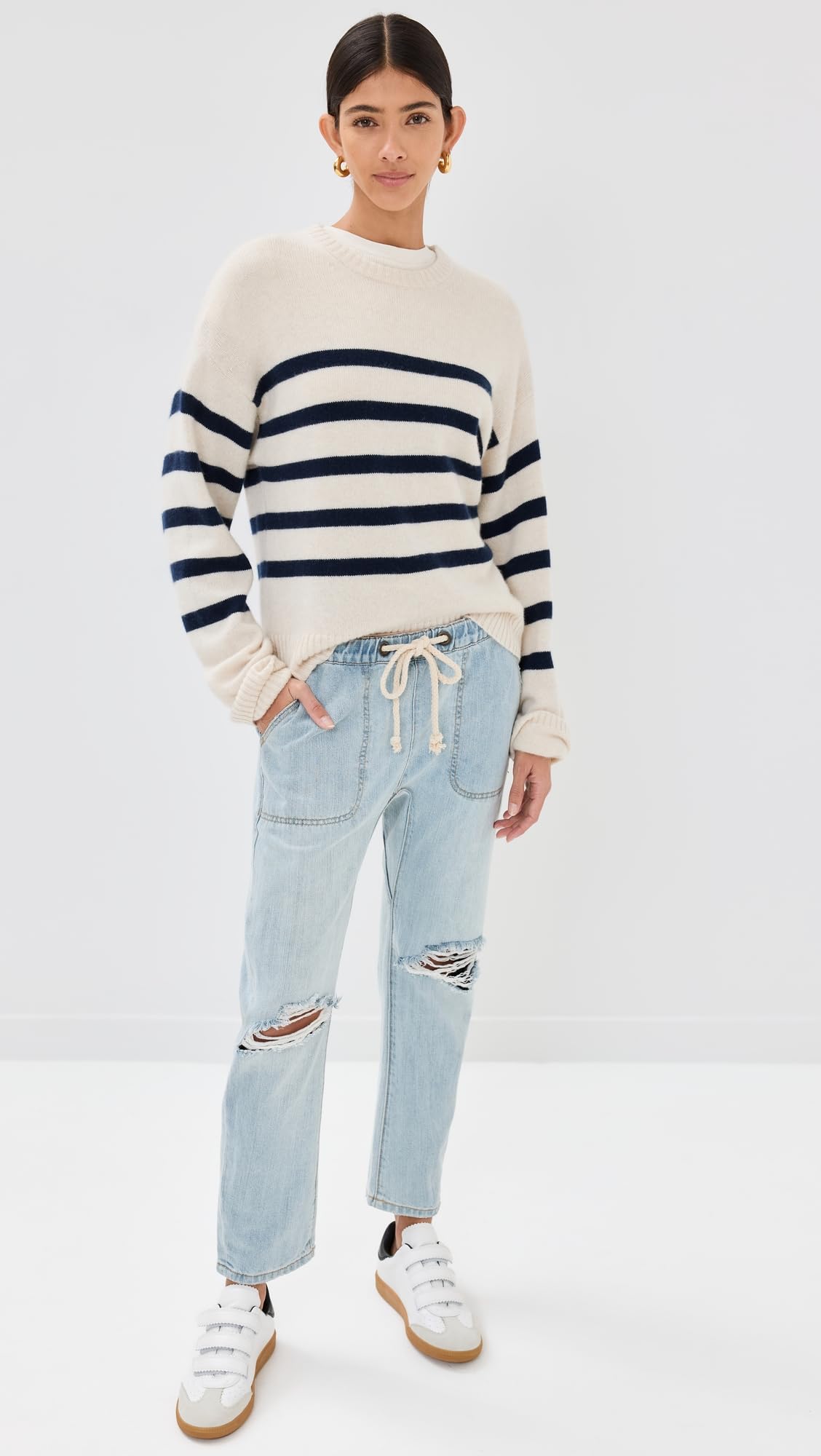 One Teaspoon Women's Shabbies Drawstring Boyfriend Jeans - Distressed Denim Pants for Casual Wear, Street Style & Everyday Outfits