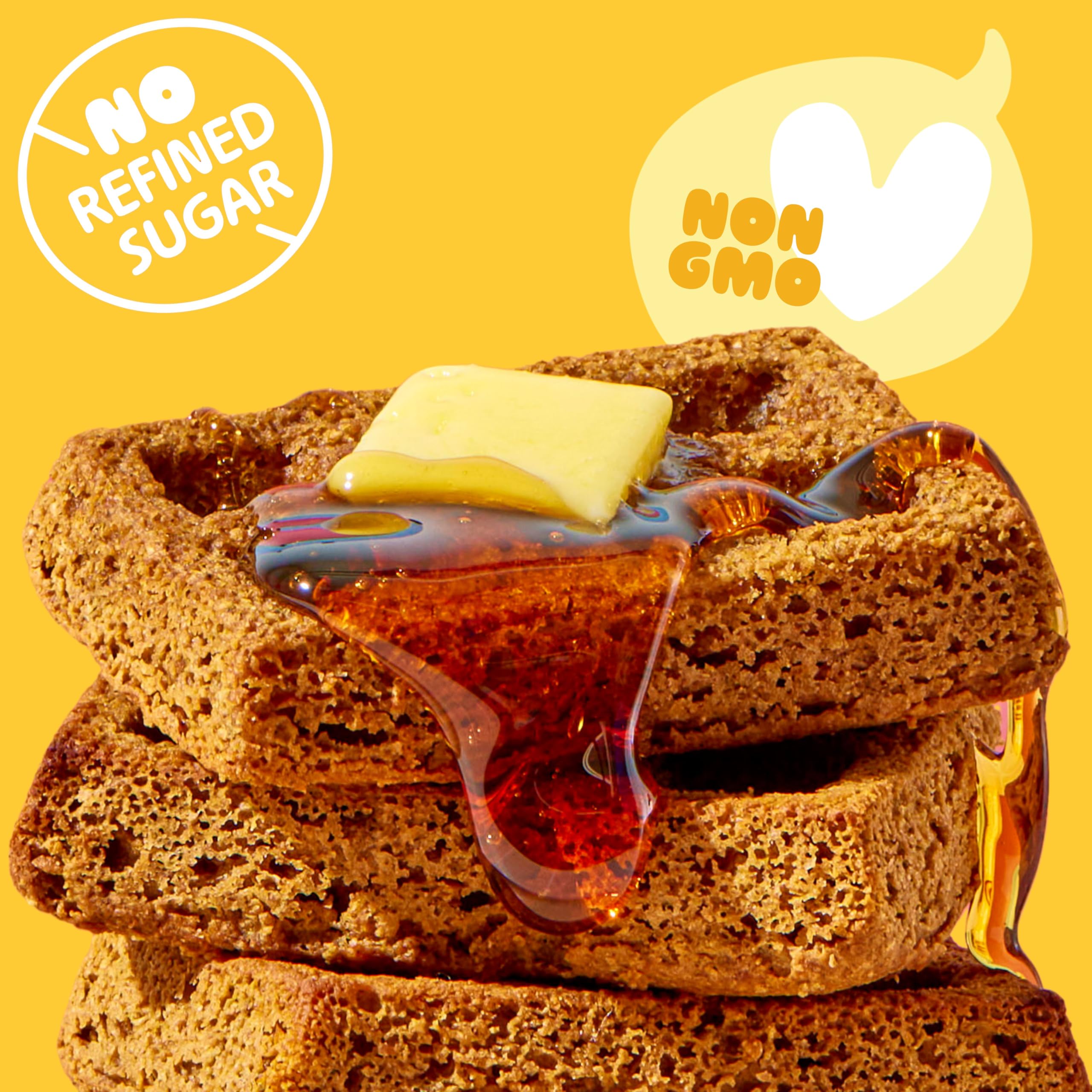 Evergreen Peanut Butter Banana Bread Waffles - 100% Whole Grain, Dairy-Free, No Preservatives | 1 Full Serving of Fruits & Vegetables | Supports Gut Health | 9 Frozen Waffles per Bag | Perfect for Breakfast, Snacks & Healthy Family Meals