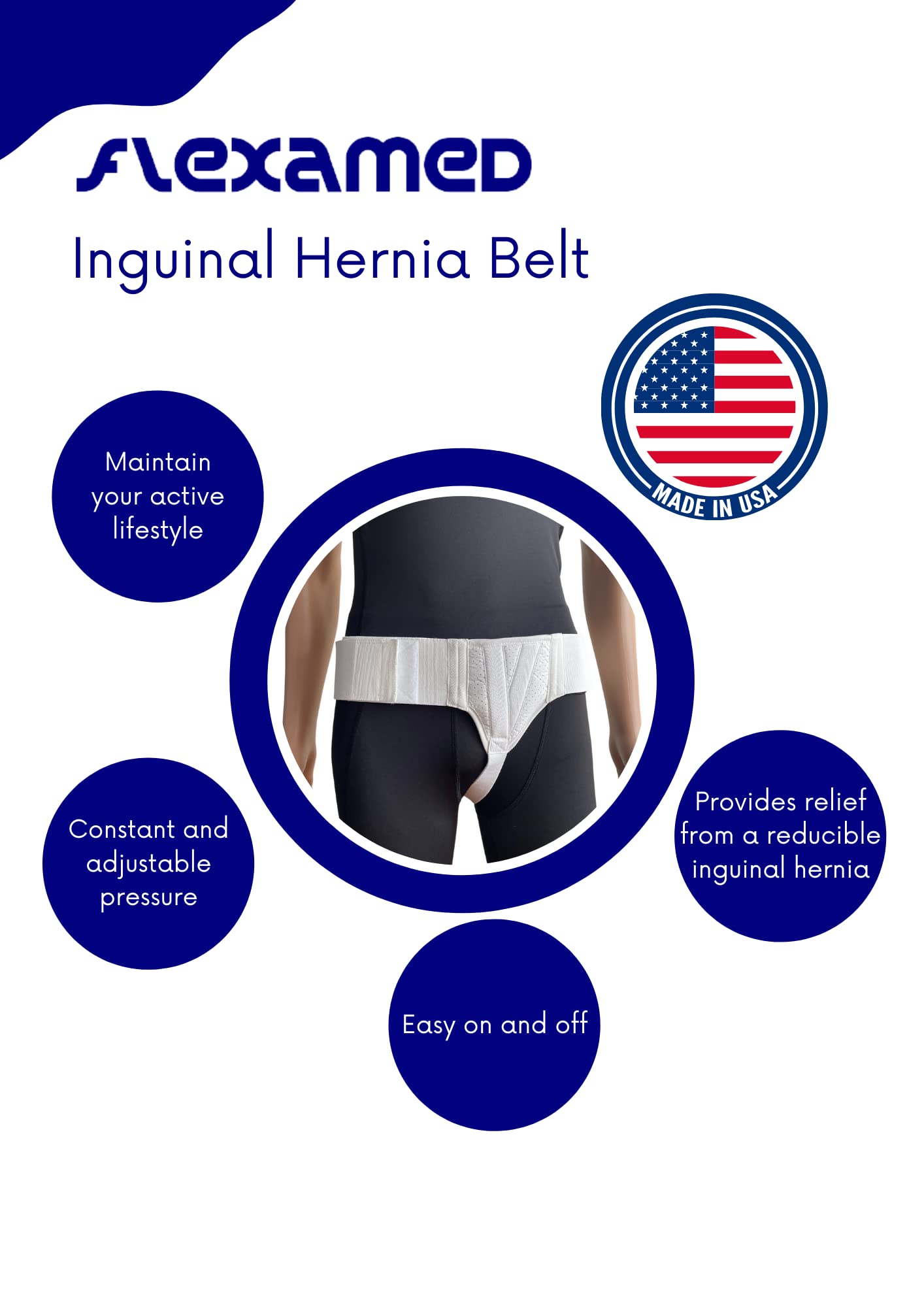 Left Side Inguinal Groin Hernia Truss with Comfortable Compression Pad - Small Size for Men & Women - Ideal for Daily Support & Pain Relief