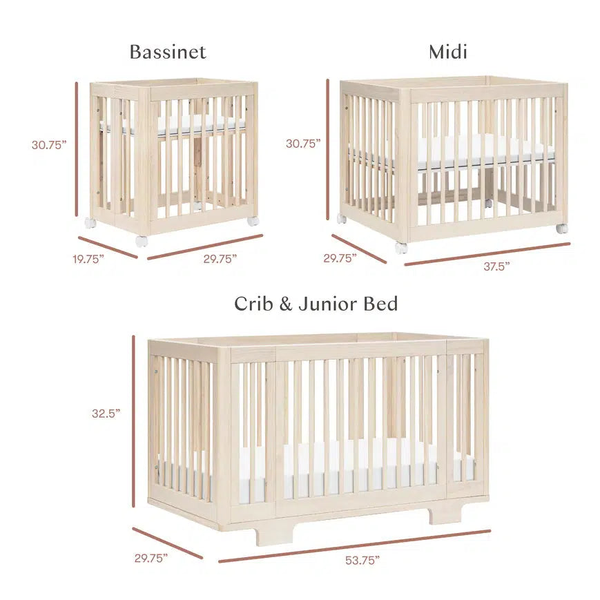 Babyletto Yuzu 8-in-1 Convertible Crib in Washed Natural - Modern Nursery Furniture for Newborn to Toddler Bed | Perfect for Small Spaces & Gender-Neutral Nursery Decor
