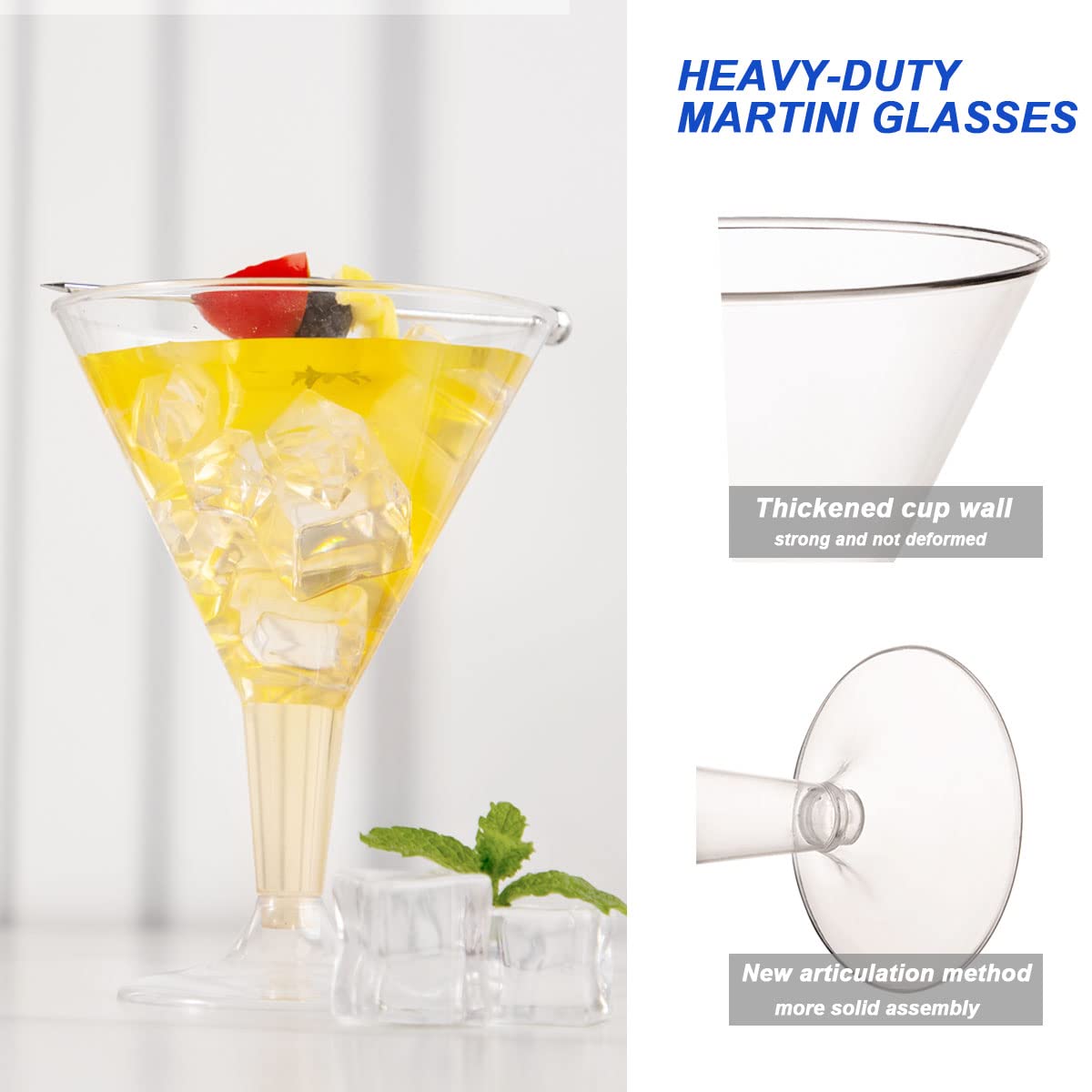 48 Pack Gold Plastic Martini Glasses - 6.25oz Disposable Cocktail Cups for Wedding, Party & Events - Elegant Plastic Margarita Glasses for Champagne, Cocktails & Beverages - Perfect for Bridal Showers, Bachelorette Parties & Celebrations