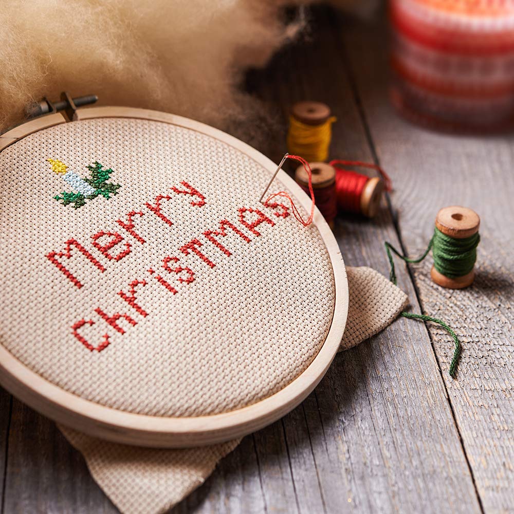 Pllieay 12-Piece 6 Inch Round Wooden Embroidery Hoops Set for Cross Stitch, Needlework & DIY Crafts - Perfect for Home Decor, Festival Ornaments & Handmade Gift Projects