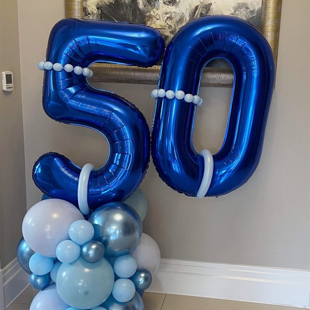 40 Inch Navy Blue Number 5 Foil Balloons - Large Mylar 5th Birthday Decorations for Parties, Graduation, Baby Shower & Anniversary Celebrations - Perfect for Photo Backdrops, Ceiling Decor and Event Centerpieces