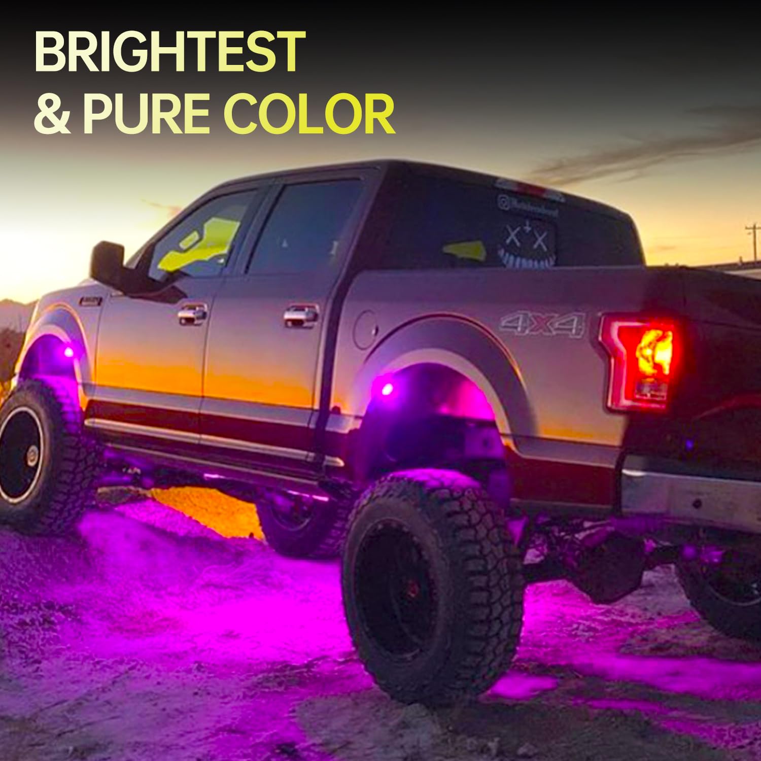 YCHOW-TECH RGB LED Rock Lights Kit - 12 Pods Multicolor Underglow Neon Lights with Bluetooth App Control, Music Sync & Timer | IP68 Waterproof Wheel Well Lighting for ATV, UTV, Off-Road Vehicles | Perfect for Night Rides, Car Shows & Off-Road Adventures