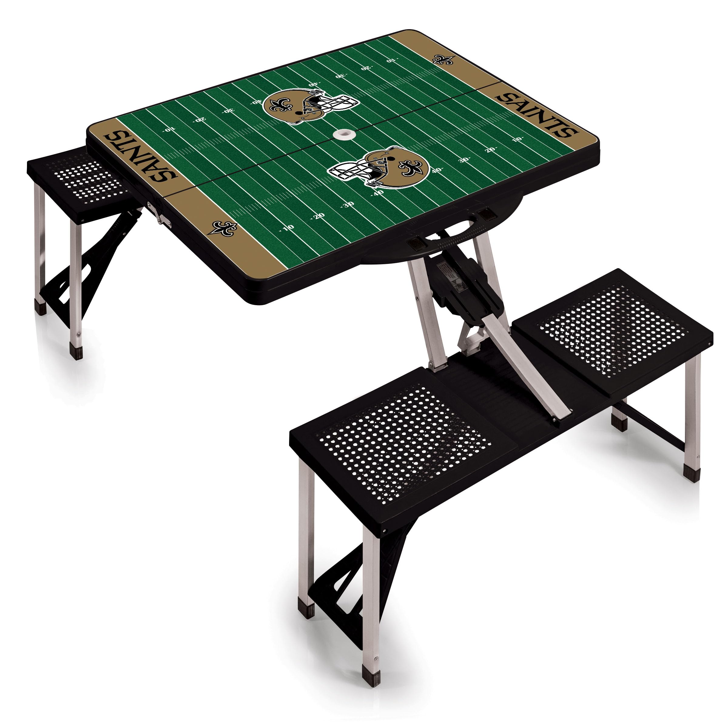 PICNIC TIME NFL Portable Folding Picnic Table with Seats & Umbrella - Perfect for Tailgating, Camping, Beach & Outdoor Parties