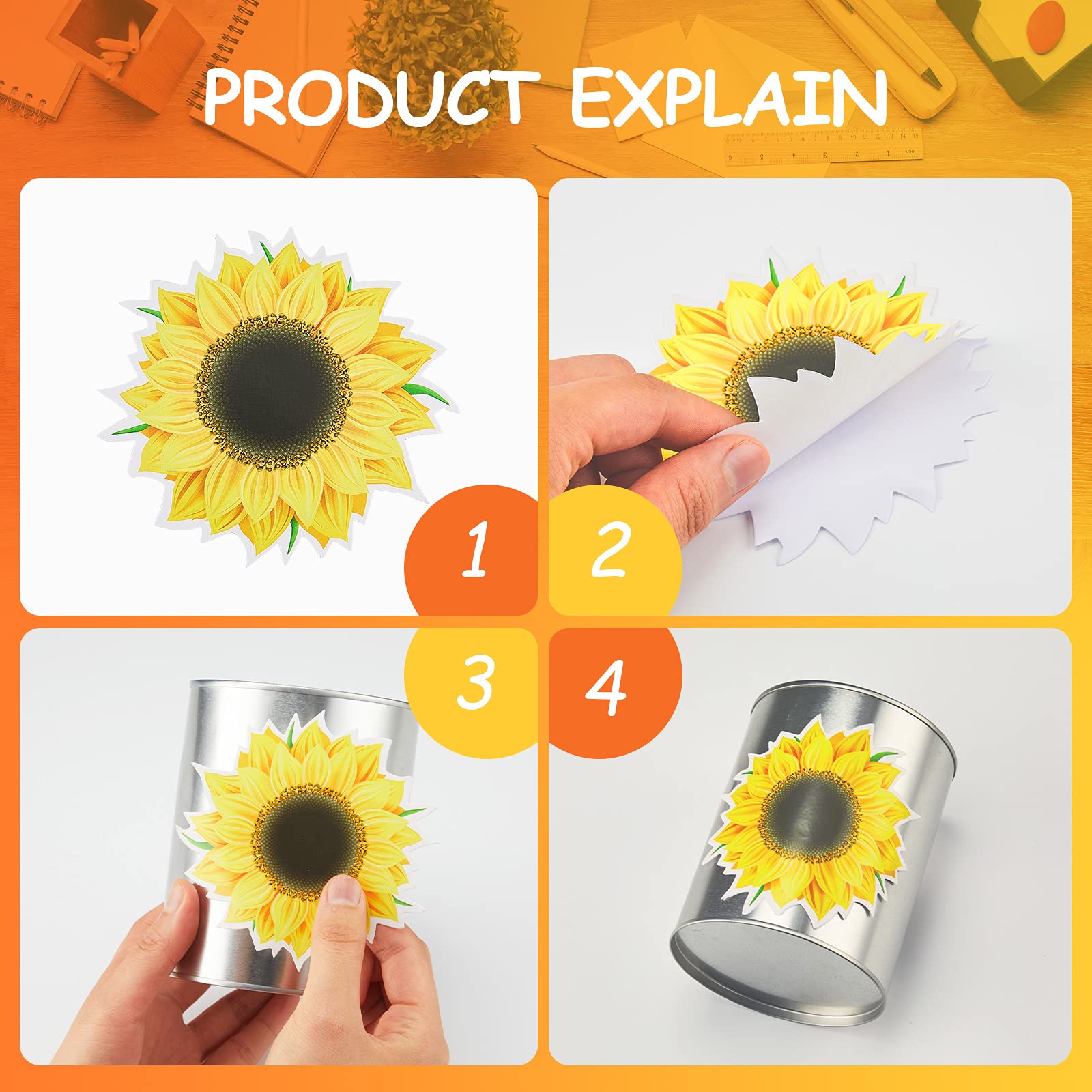 Waterproof Sunflower Vinyl Decals - 8-Pack Car Stickers for Bumper, Windows, Laptop | Durable Flower Decals for Classroom, Home & Office Decor | Outdoor & Indoor Use