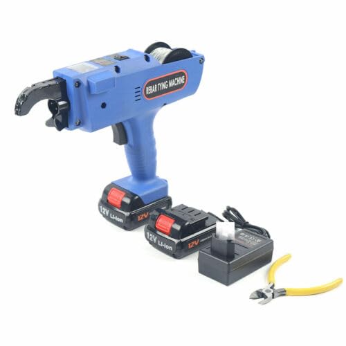 Automatic Rebar Tying Gun Tool - 8-34mm Steel Bar Bender with 2 Batteries for Construction, Concrete & Rebar Work | Heavy Duty Rebar Tie Machine for Building, Road Projects & DIY Home Renovation (Blue)