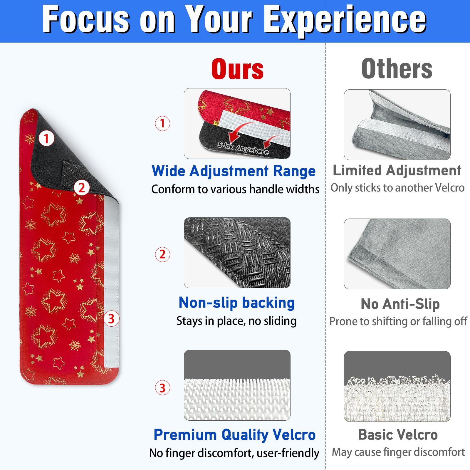 Non-Slip Fridge Handle Covers Set of 6 - Washable for Kitchen & Dishwasher (Red Christmas) - Keep Appliances Clean