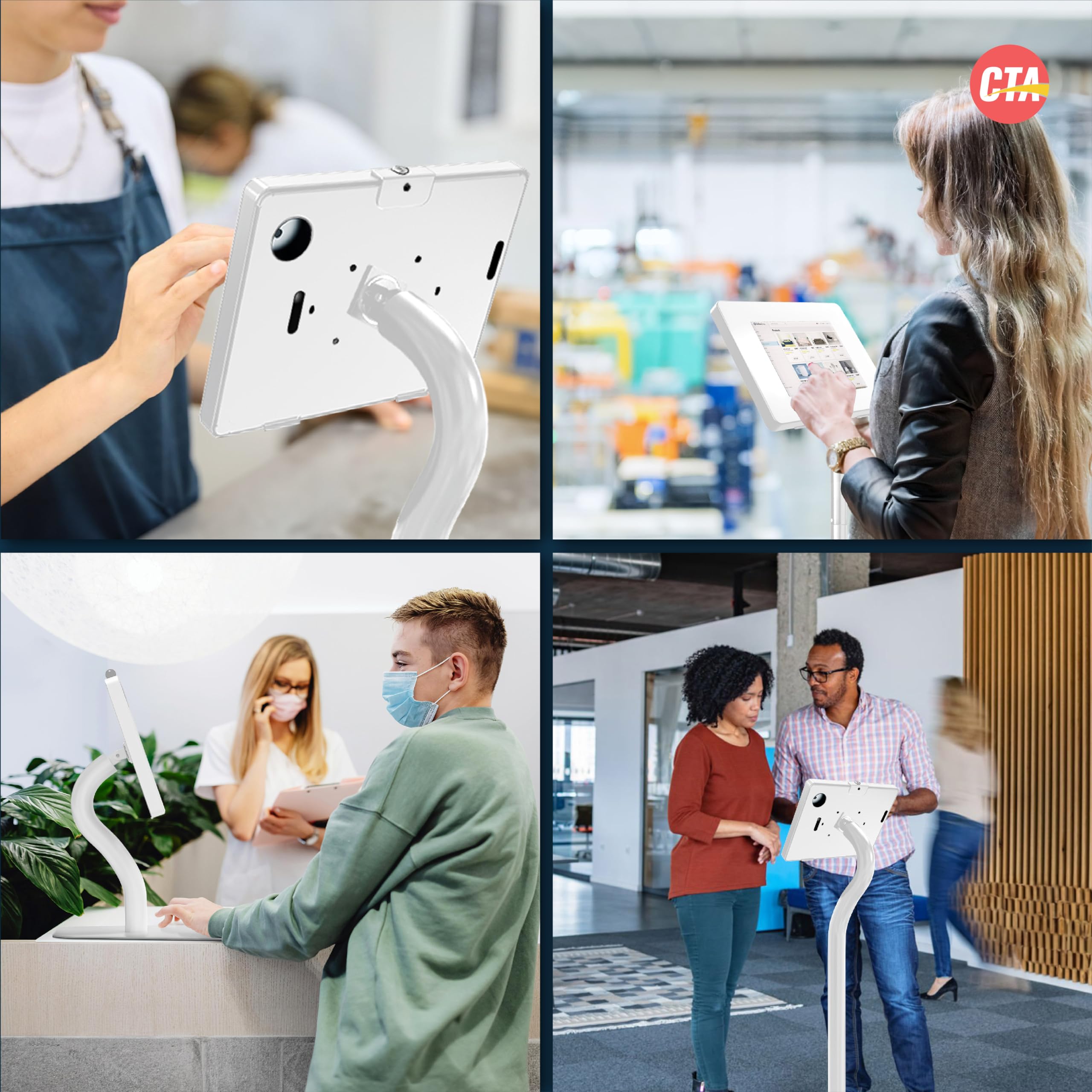 Anti-Theft Adjustable Height Kiosk Floor Stand with Secure Locking Mechanism for iPad 7/8/9, iPad Pro 11