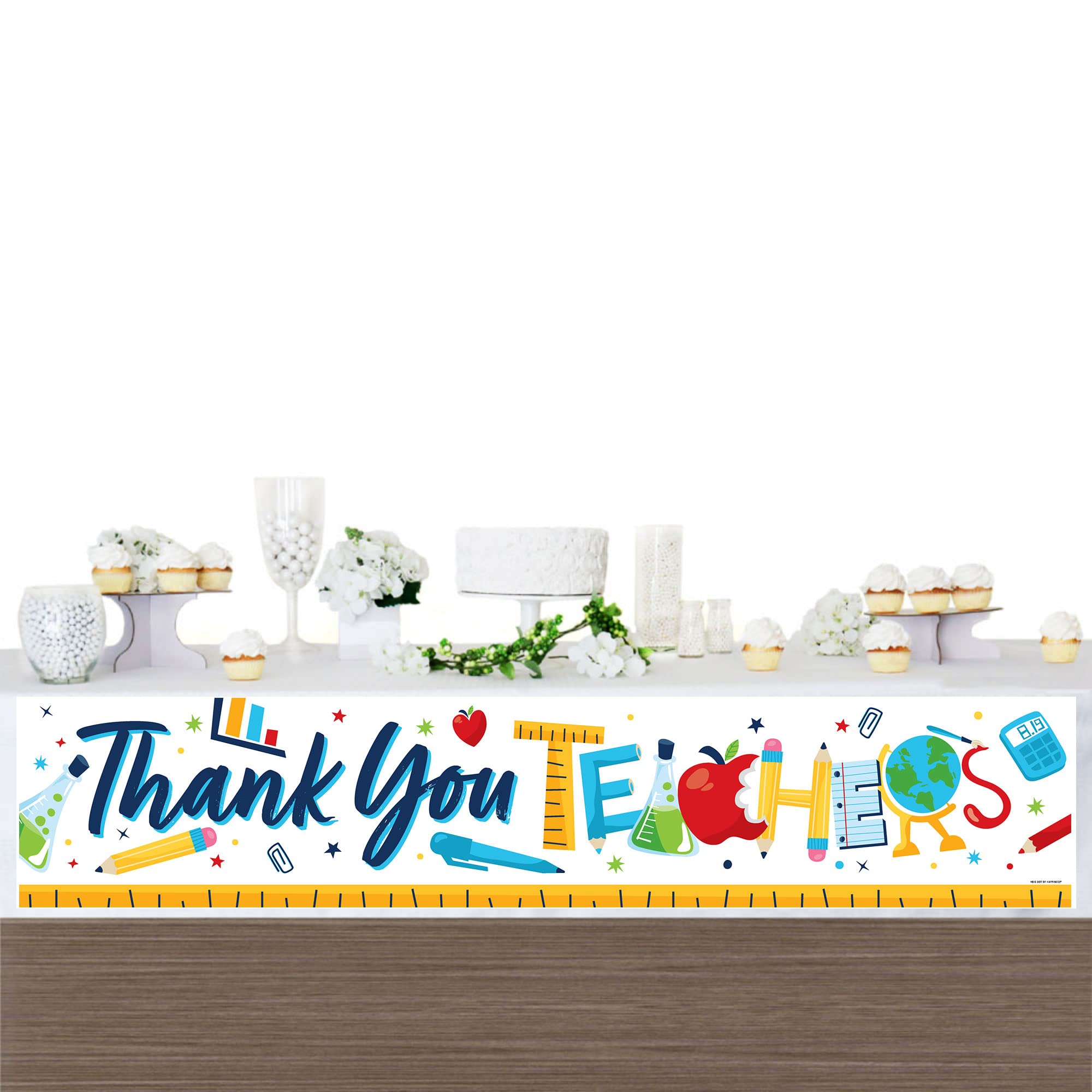 Big Dot of Happiness Thank You Teachers Banner - Classroom Decorations for Teacher Appreciation Week, End of Year Party & School Events