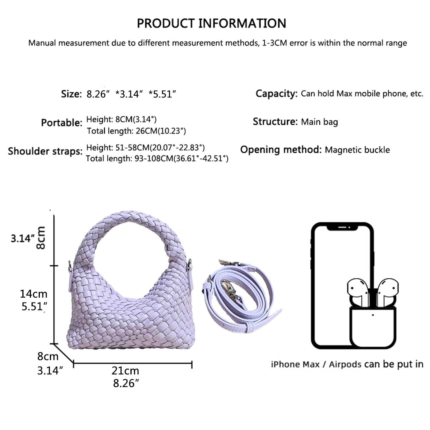 JINMANXUE Small Hand Woven Handbags for Women - Stylish Shoulder Crossbody Purse & Top Handle Hobo Tote Bag - Perfect for Casual Outings, Shopping, and Travel