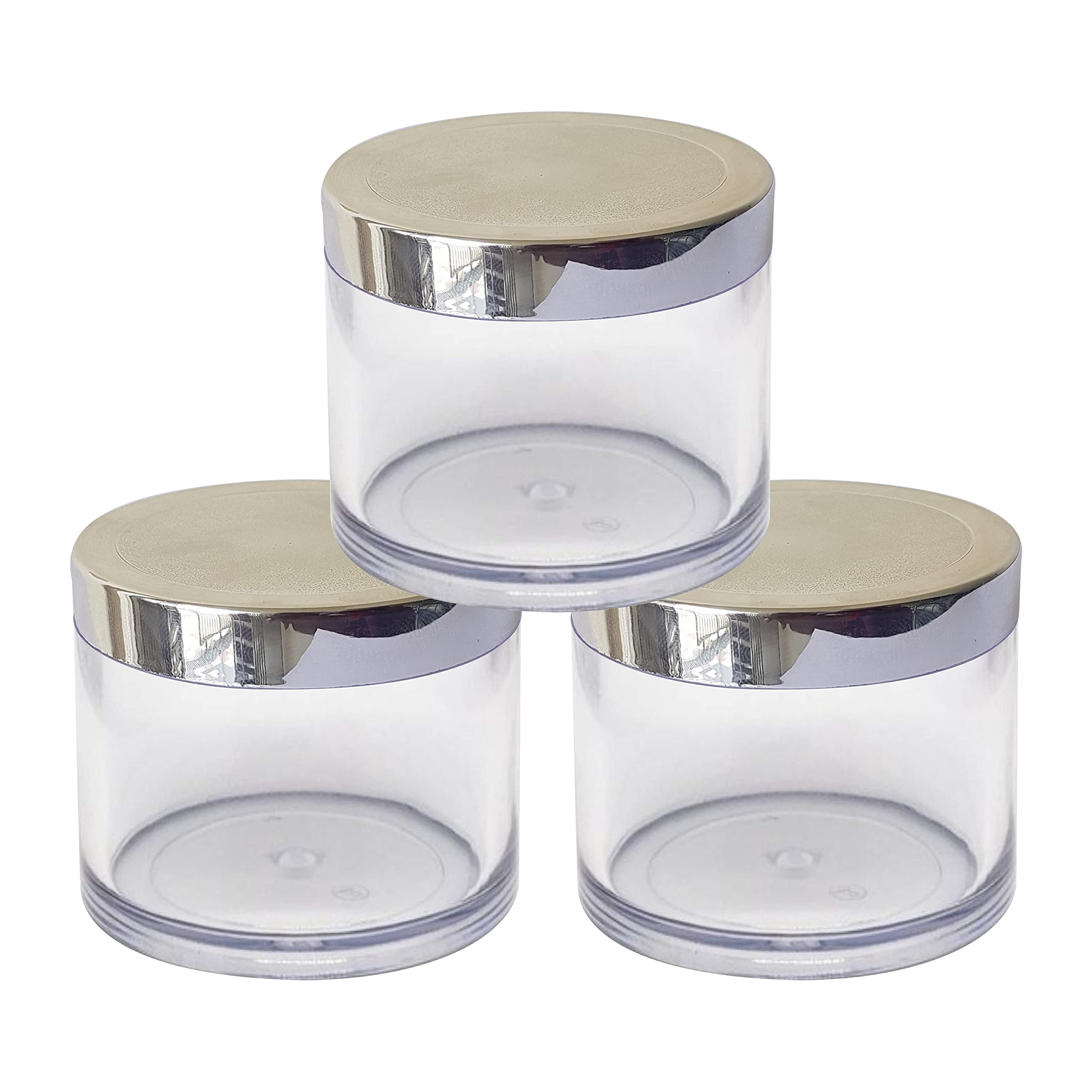 Zenvista 100g Empty Acrylic Jars with Silver Lids - 3-Pack Clear Cosmetic Containers for Lip Balm, Creams & DIY Beauty Products - Perfect for Home Organizing & Small Business Packaging
