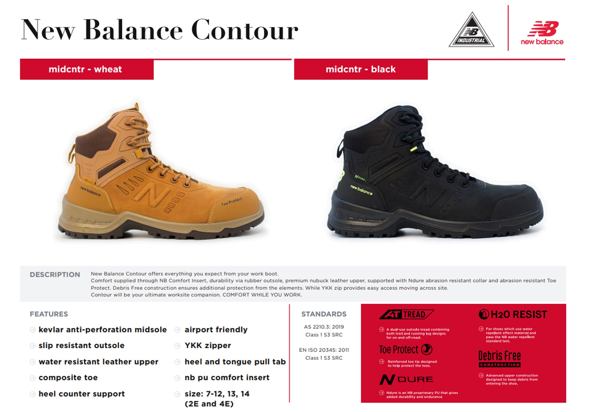 New Balance Contour Men's Leather Composite Toe 4E Extra Wide Work Boots - Steel Toe Safety Shoes for Construction, Warehouse & Industrial Work