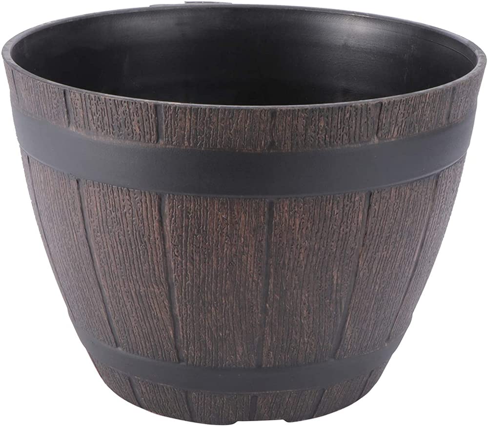 XD Designs Large Tree Pot - Resin Rattan Wooden Barrel Planter for Outdoor Bonsai, Garden & Floor Plants | Perfect for Patio, Balcony & Landscaping Decor