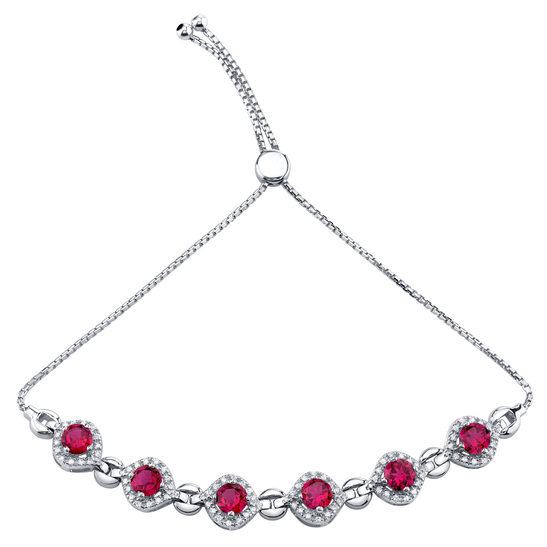 Ruby Adjustable Bracelet - Sterling Silver Round Shape 3.75 Carats | Elegant Jewelry for Women, Perfect Gift for Birthday, Anniversary & Special Occasions