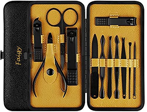 Premium Stainless Steel Manicure Set - Nail Clippers, Scissors, Peeling Knife, Cleaning Tool & Blackhead Remover with Leather Travel Case | Professional Nail Care Kit for Home, Travel & Grooming Essentials
