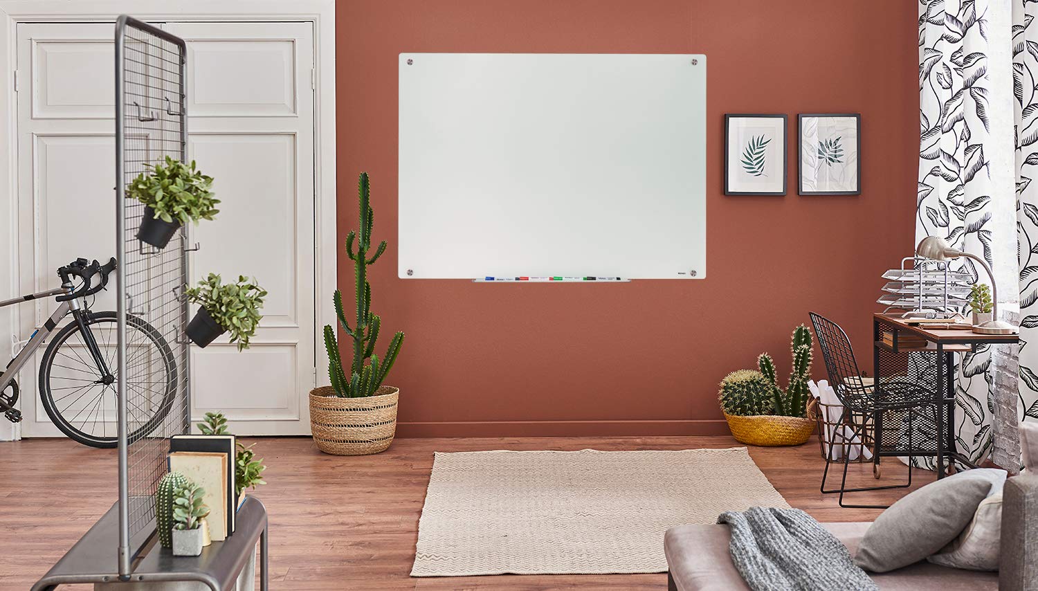 Vergo 4' x 3' Frosted Glass Dry Erase Whiteboard - Wall Mounted Glass White Board for Office, Classroom & Home Use - Durable Frameless Design for Meetings & Presentations