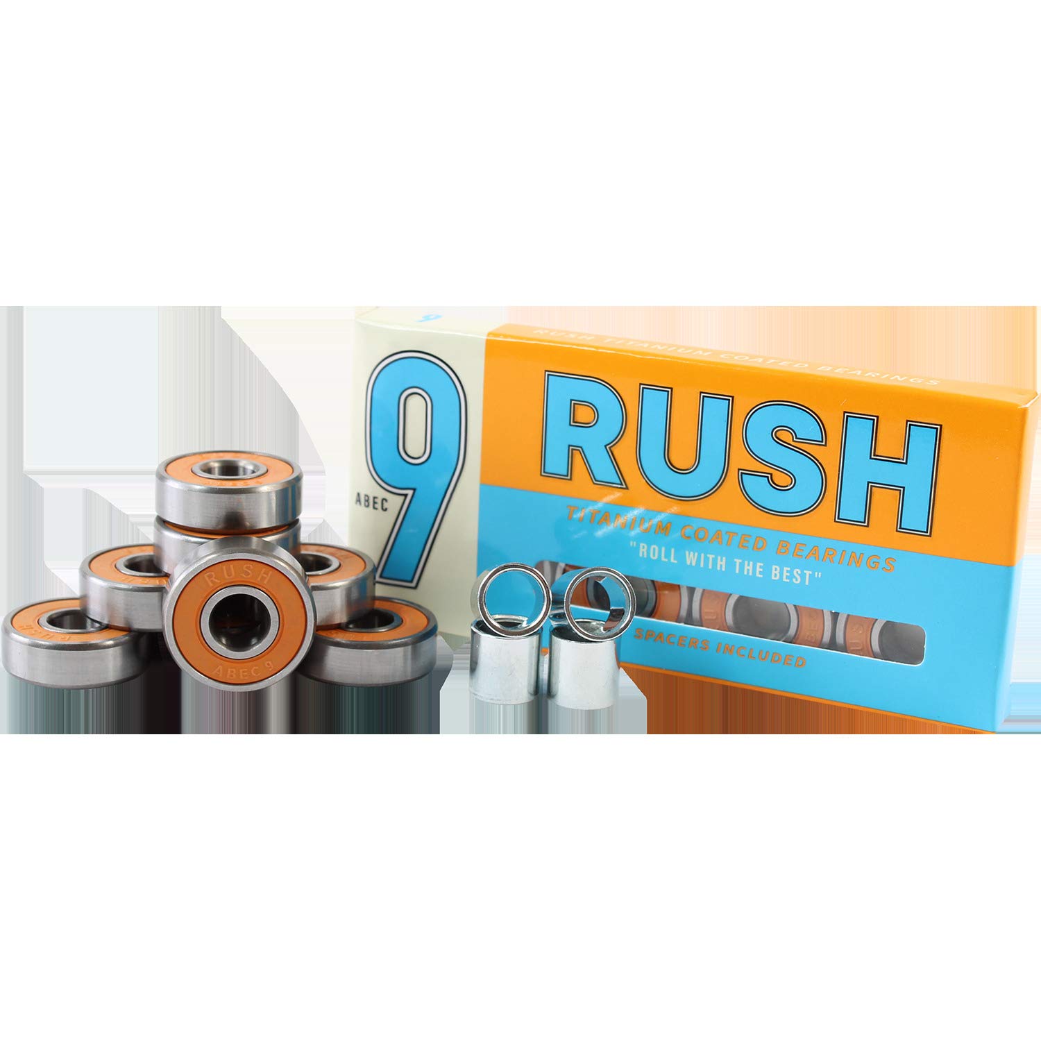 Premium Rush Abec 9 Skateboard Bearings - High Speed Precision Bearings for Smooth Riding | Perfect for Street Skating, Longboard Cruising & Skatepark Tricks