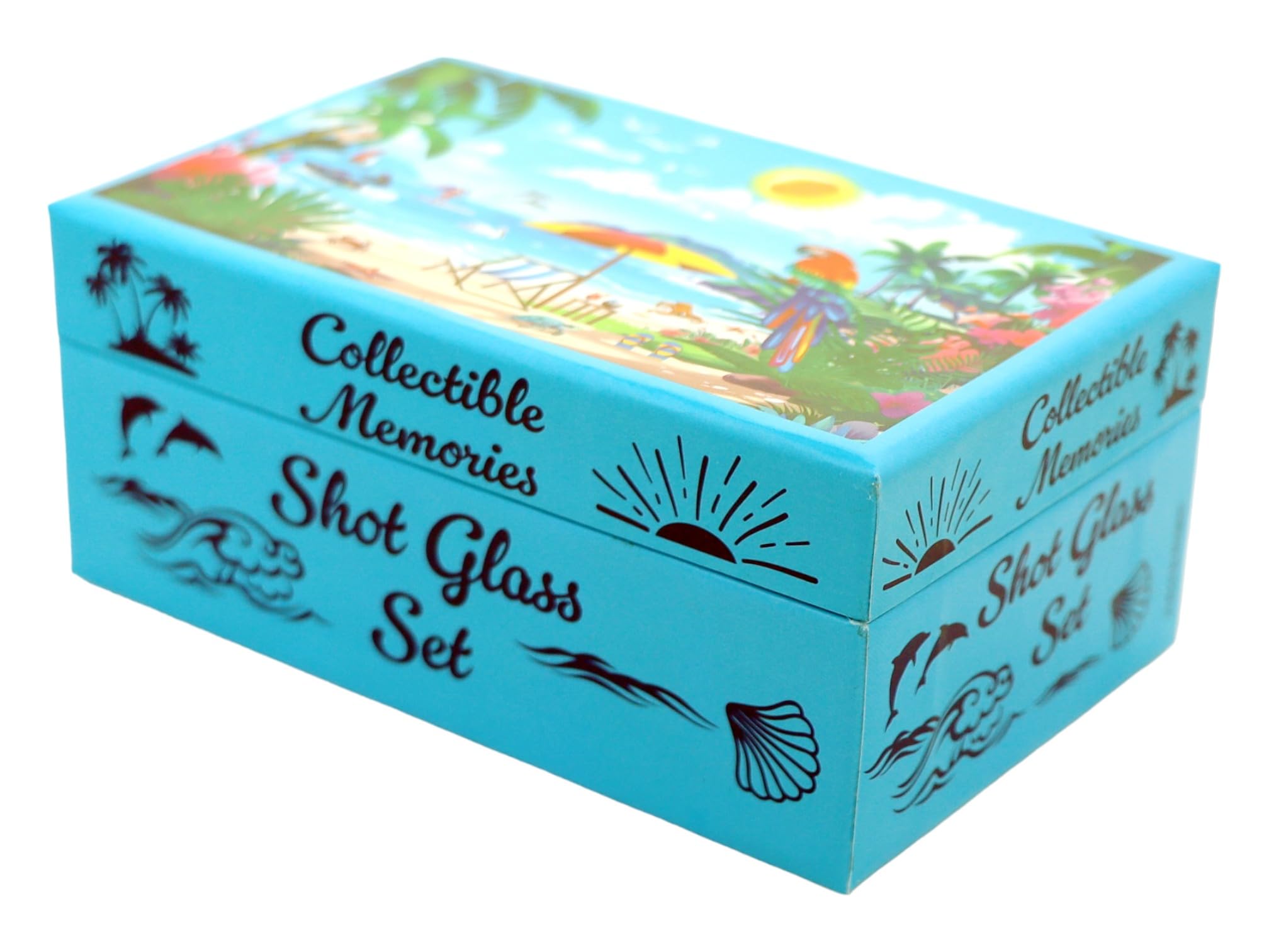Premium Curacao Caribbean Boxed Shot Glass Set - Set of 2 Glass Cups for Tequila, Whiskey & Cocktails - Perfect for Parties, Bars & Home Entertaining