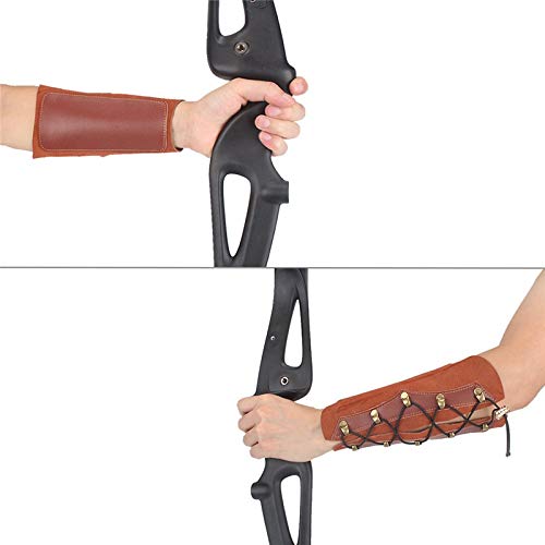1PC Brown Leather Archery Wristband Protector - Adjustable Arm Guard for Hunting & Bow Shooting - Durable Bow and Arrow Accessories for Outdoor Sports & Target Practice