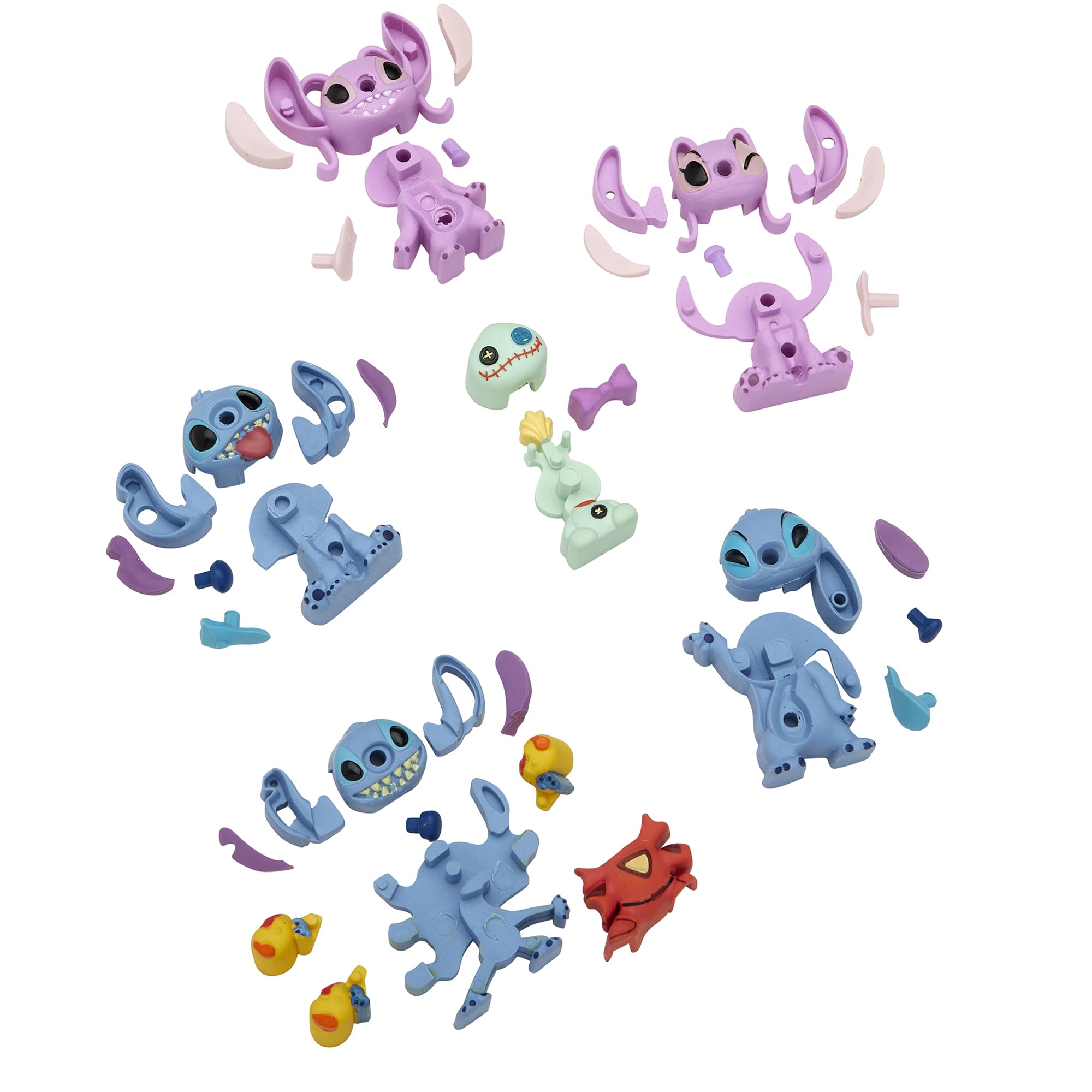 Stitch Surprise 6 Pack Mini Figure Erasers - Assemble, Use & Collect Flexible Erasers for Kids | Back to School Supplies | Blind Bag Toy for Creative Play & Classroom Fun
