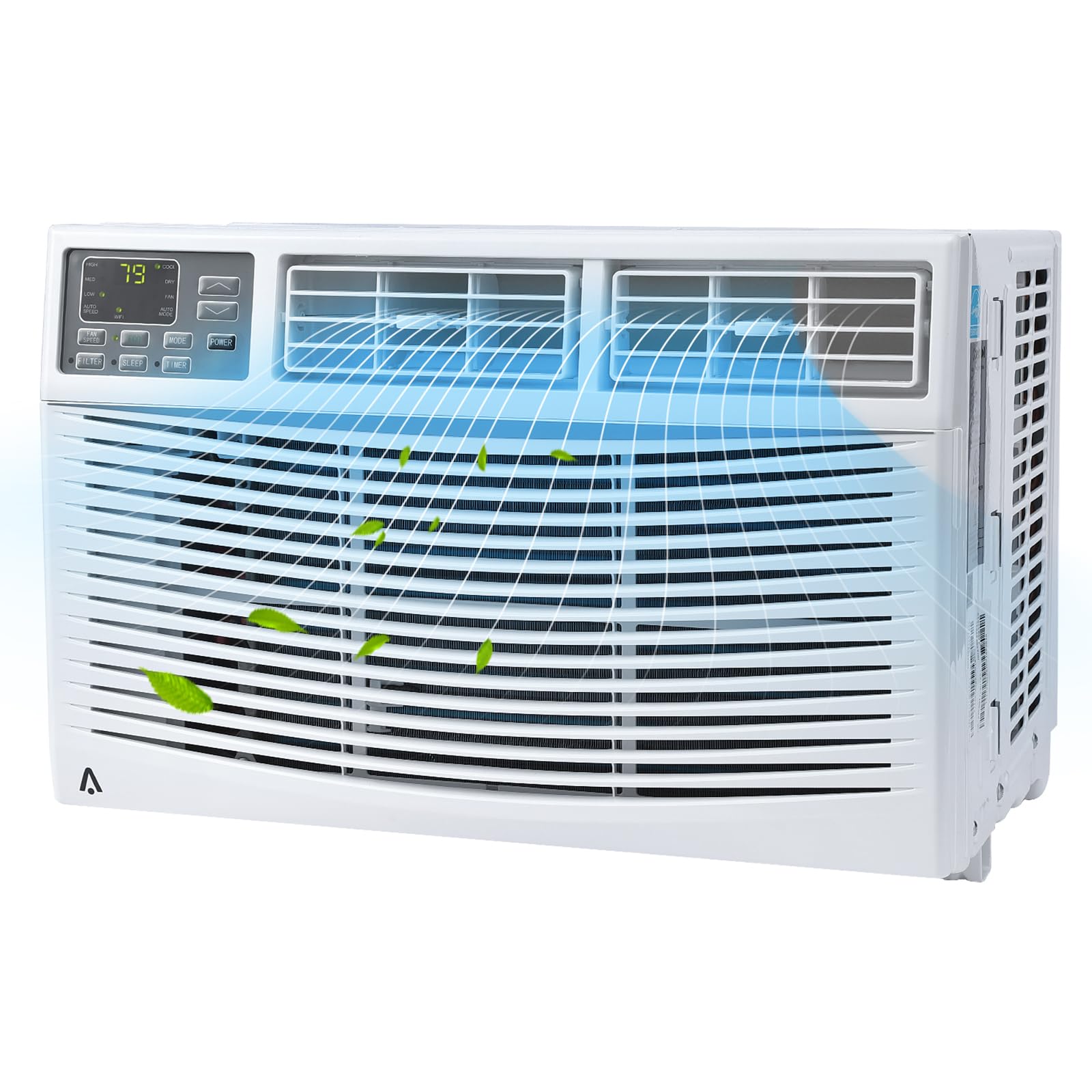 8000 BTU Window Air Conditioner - Fast Cooling for 350 Sq.Ft Rooms, Wi-Fi Enabled Smart AC Unit with Remote Control, 3 Cooling Modes & Adjustable Fan Speeds, 115V Compact Air Conditioner for Bedroom, Office or Living Room - Perfect for Summer Cooling & Dehumidification