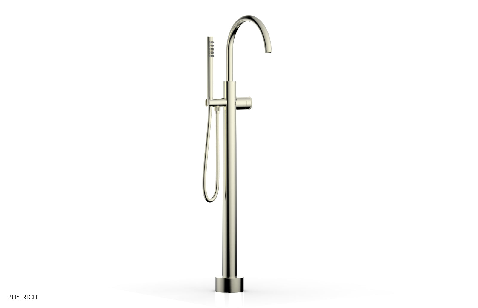 BASIC II Tall Floor Mount Tub Filler with Knurled Handle & Hand Shower - Model 230 44 01 - Perfect for Modern Bathroom Renovations and Spa-Like Showers