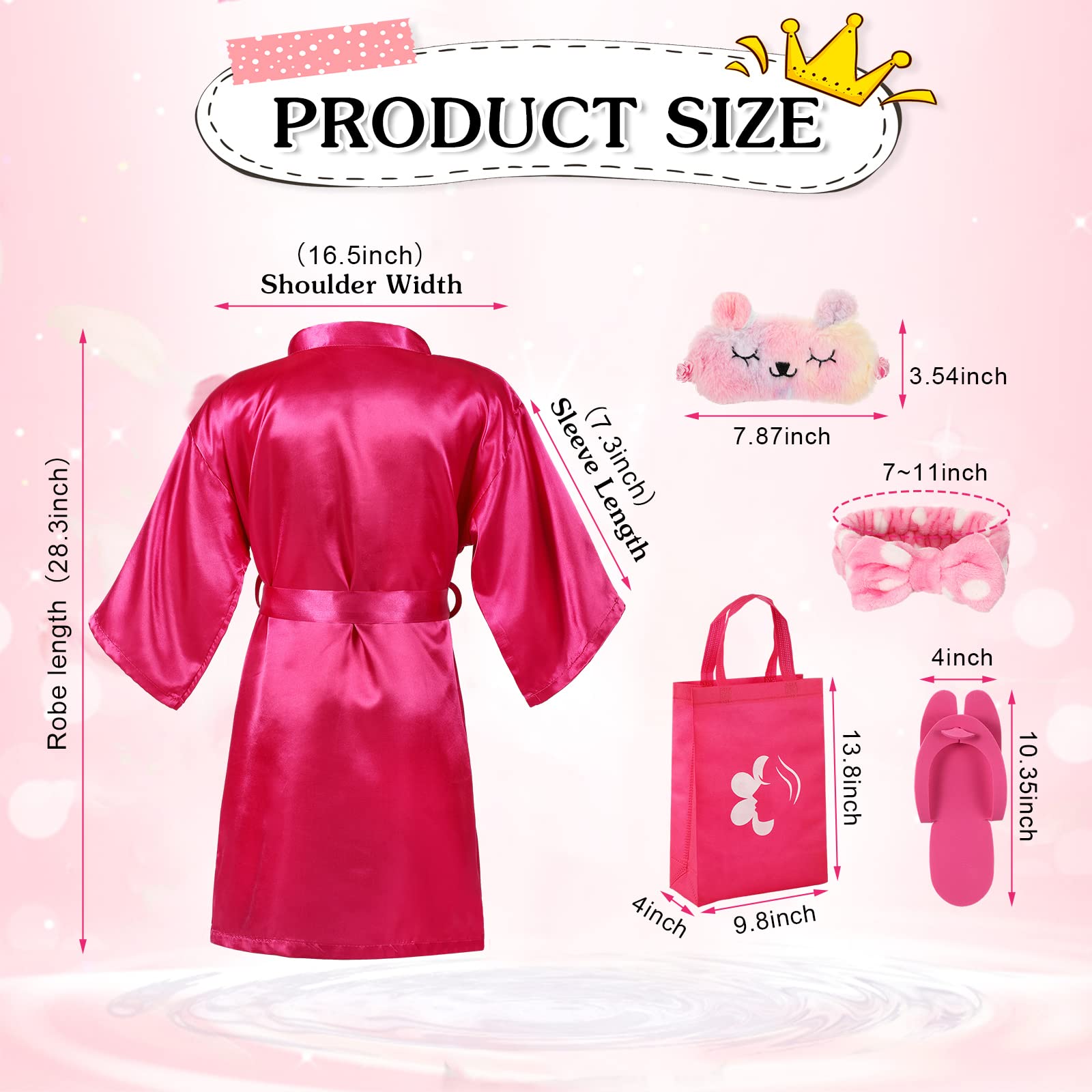 Bonuci 50 Pcs Spa Party Supplies for Girls - 10 Satin Robes & 10 Kids Slippers - Perfect for Sleepovers, Birthday Parties & Spa Themed Events | Great for Girls' Night, Pampering Parties & Relaxation Gifts