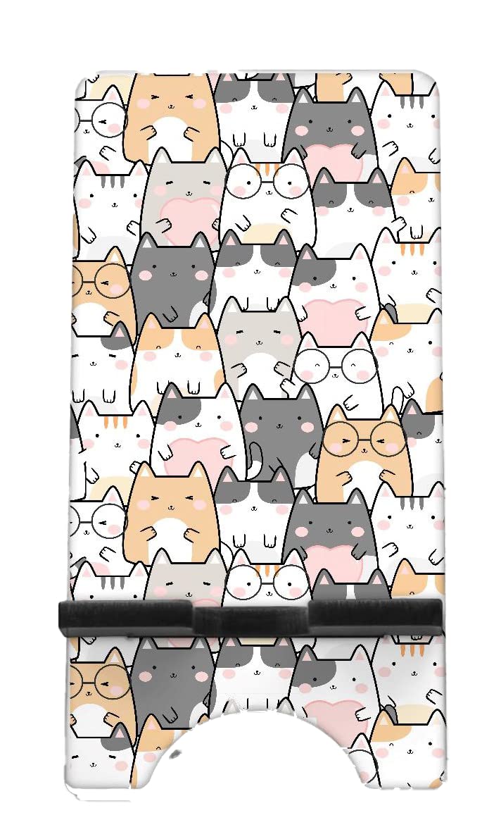 Cat Themed Phone Stand Holder - Cute & Durable Cell Phone Dock for Desk - Perfect Gift for Cat Lovers & Crazy Cat Lady - Use for Work, Home Office, Bedside & Video Watching