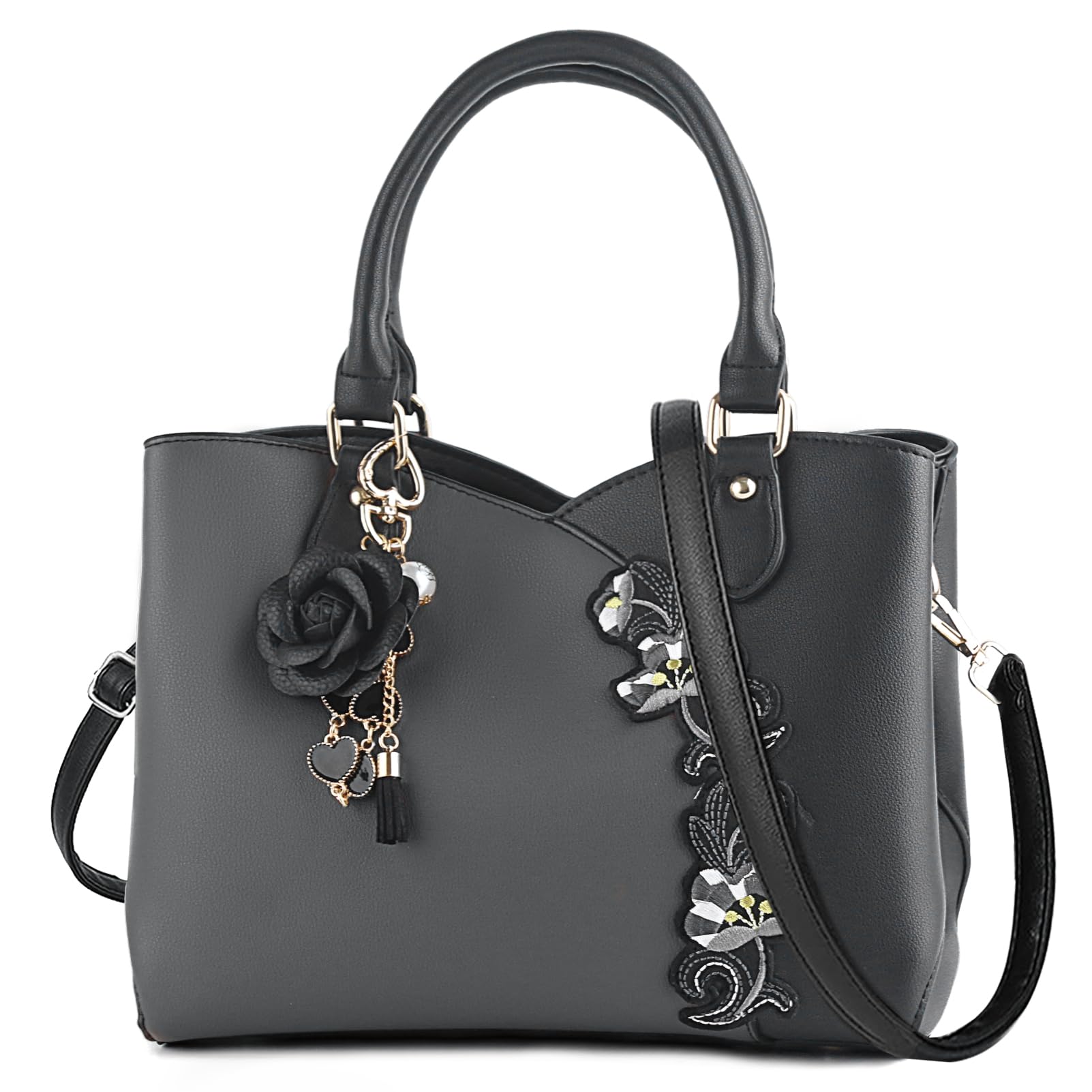 ELDA Women's Embroidery Handbags - Top Handle Purse, Satchel, Shoulder Bag & Crossbody Tote for Work, Travel & Daily Use | Fashionable Messenger Bags
