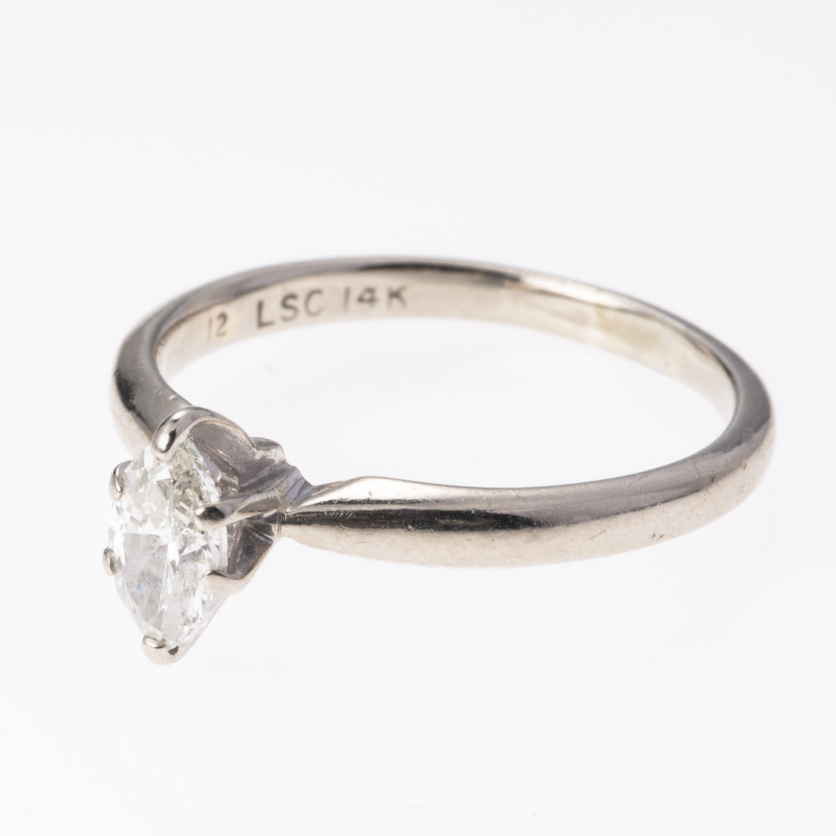 14K White Gold Marquise Diamond Ring - 0.40 Carat Size 6 | Elegant Wedding Band, Anniversary Gift & Engagement Ring for Women