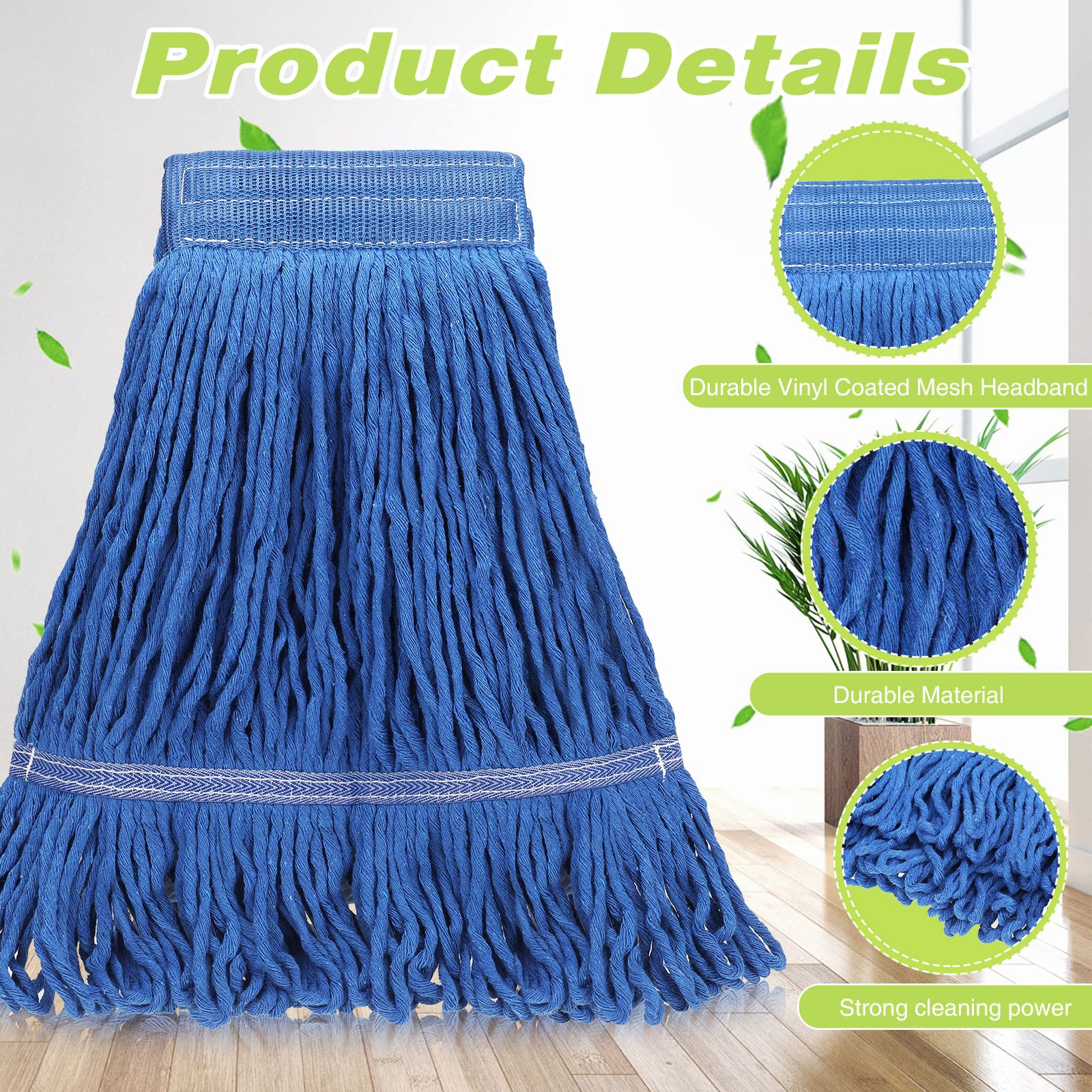 20-Pack Heavy Duty Commercial Mop Heads - Bulk Replacement Refills for Floor Cleaning | Durable Wet Mops for Home, Office & Industrial Use | Ideal for Hospitals, Schools & Janitorial Services