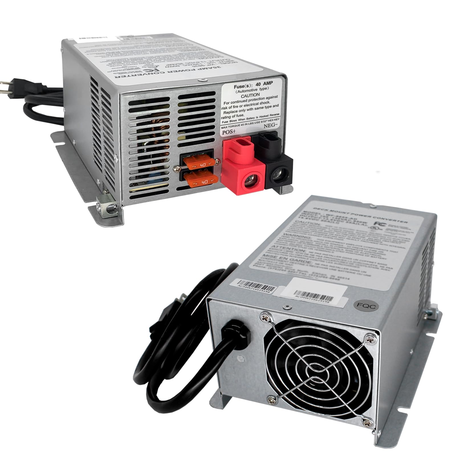 75A RV Converter Charger - WF-9875-AD-CB 75 Amp Power Converter with Deck Mount for RV & Camping - Perfect for Powering Appliances On The Road
